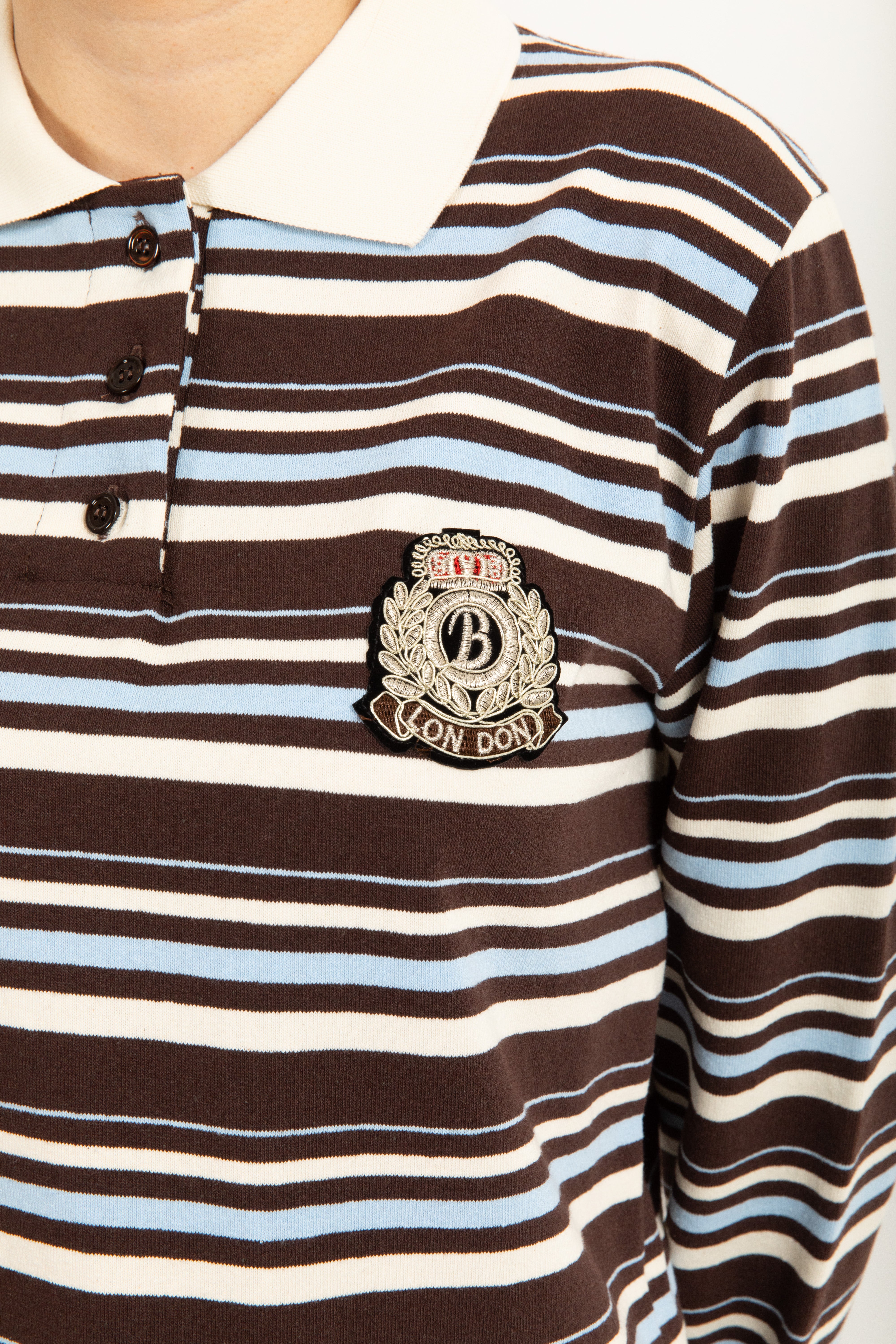 Polo riga marrone con stemma ViCOLO