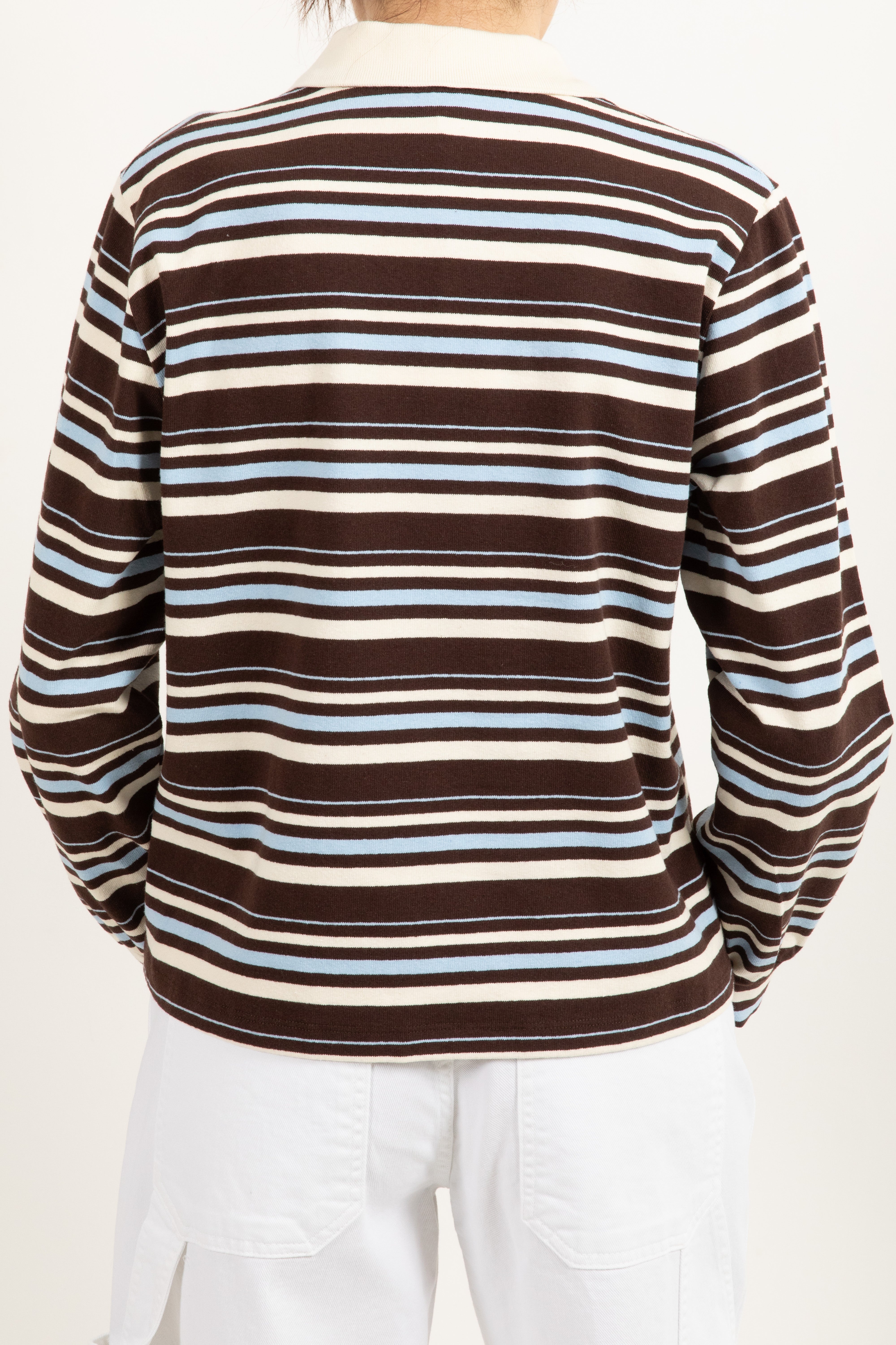 Polo riga marrone con stemma ViCOLO