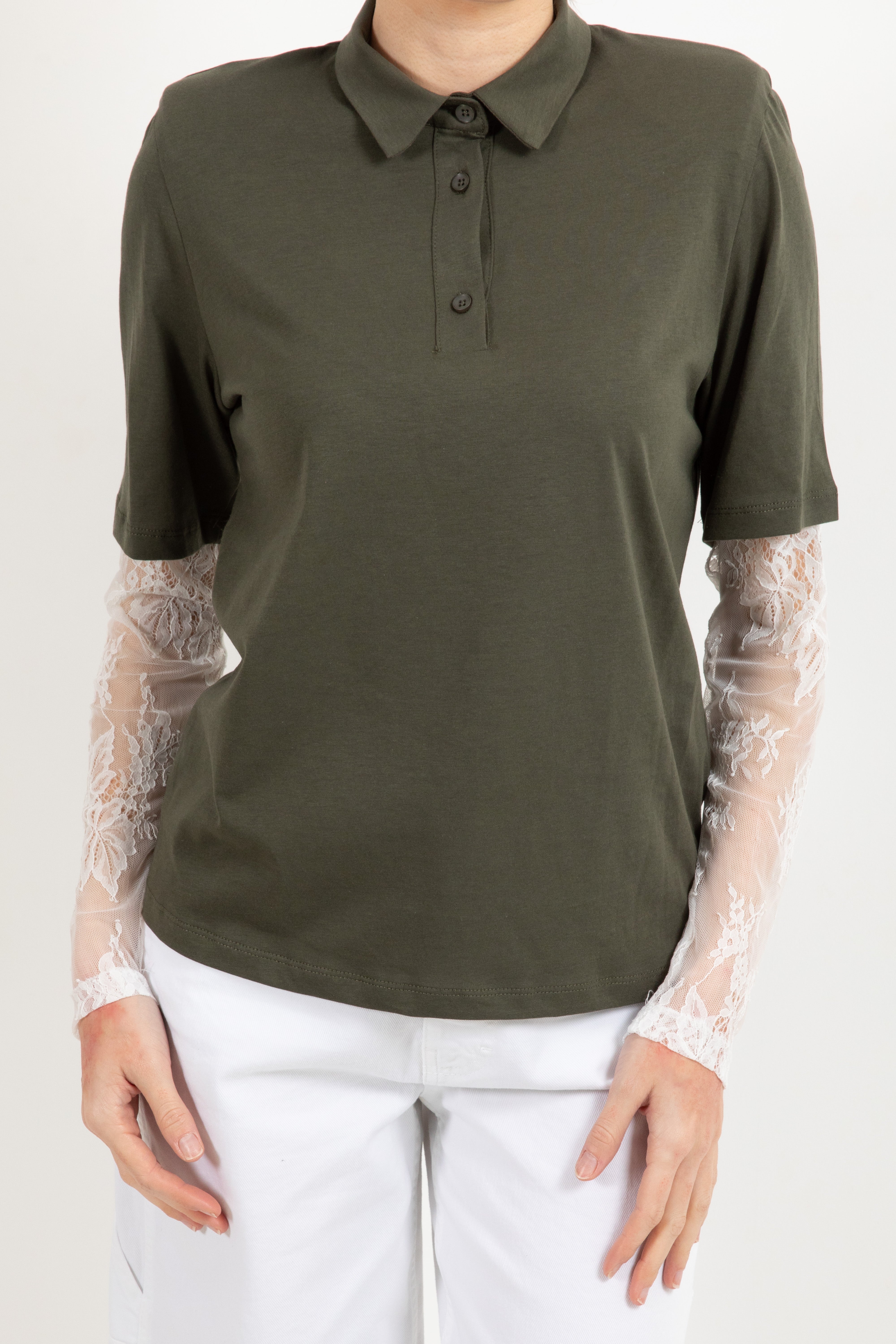 Polo con manica in pizzo Susy Mix