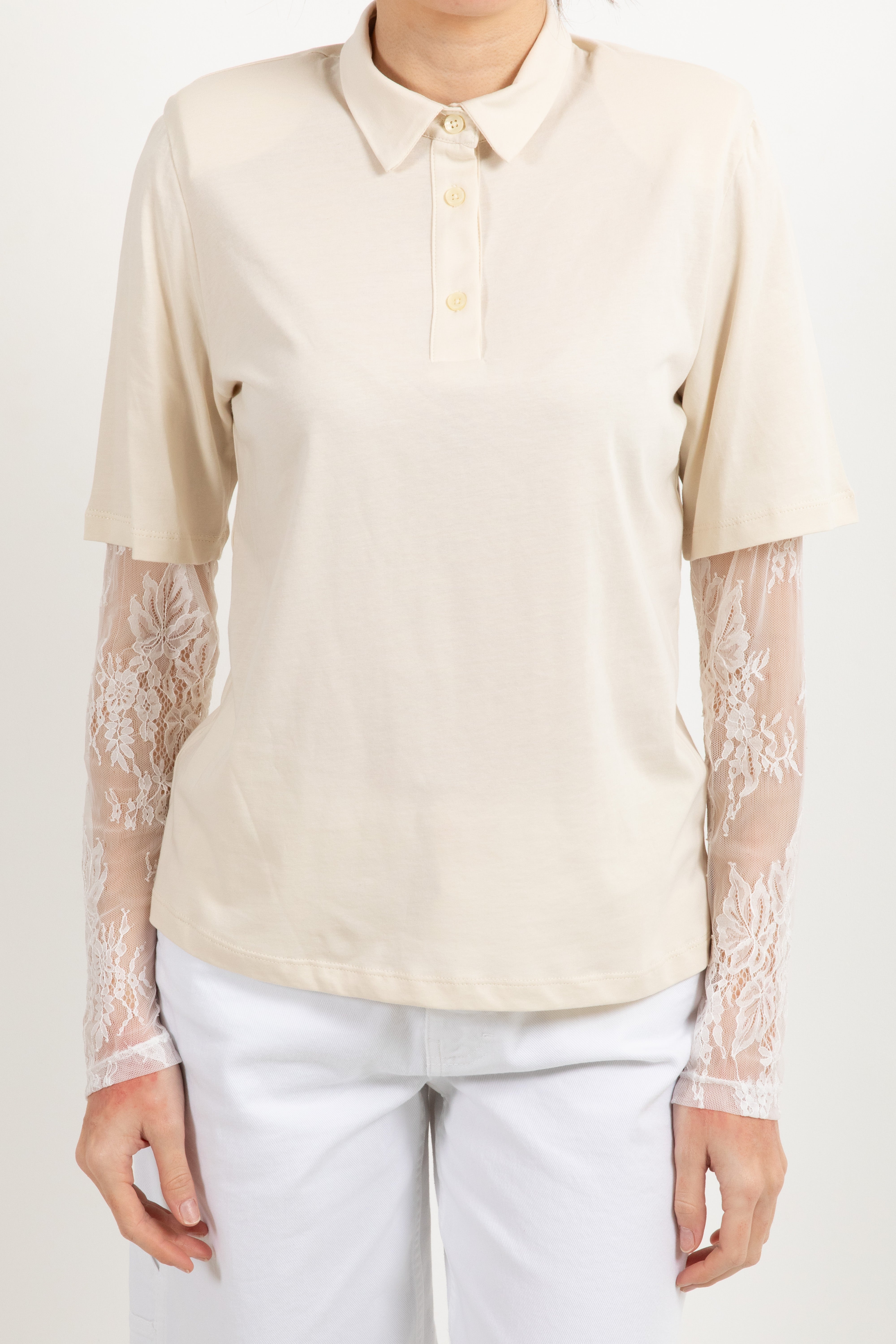 Polo con manica in pizzo Susy Mix