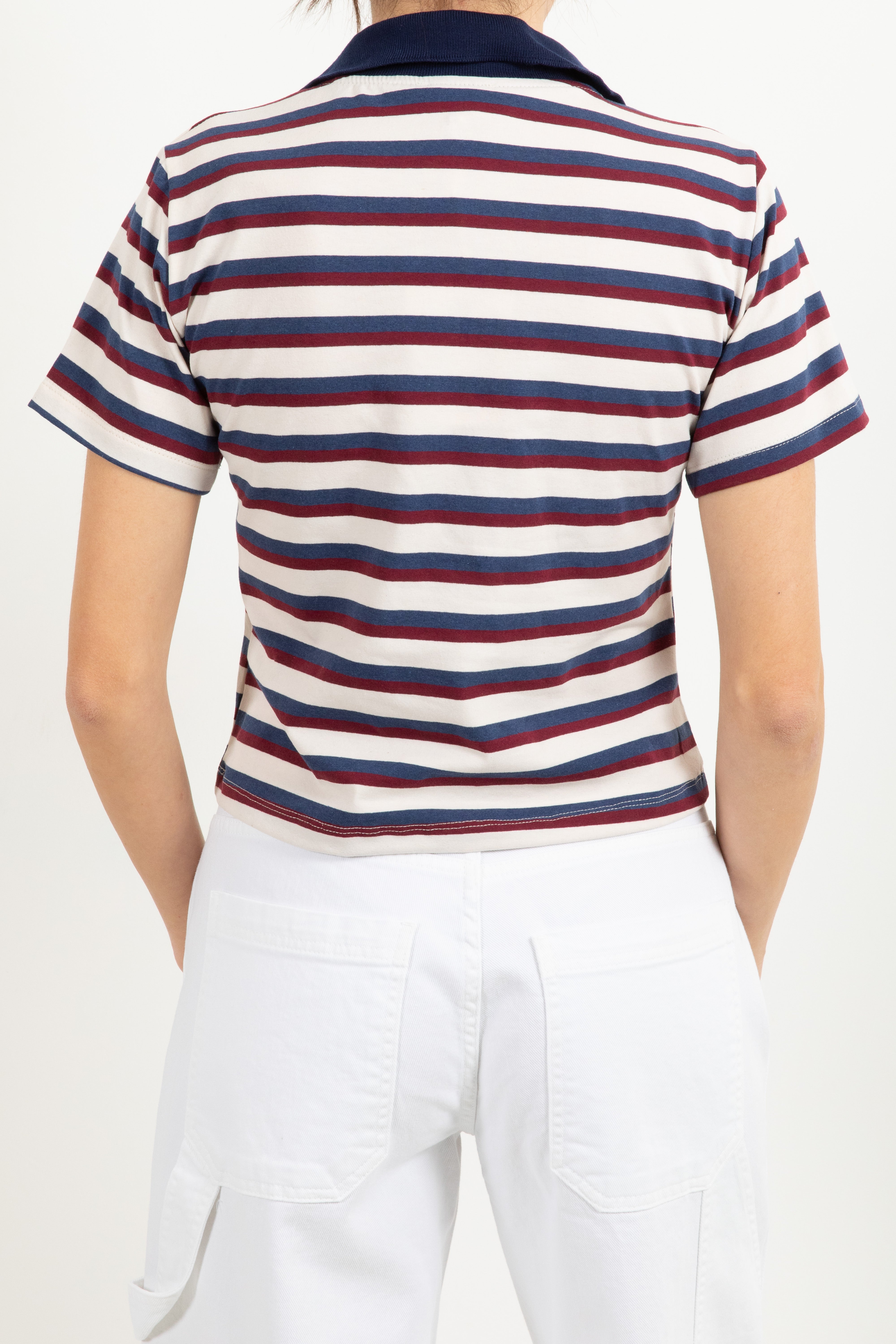 Polo cropped manica corta a righe Susy Mix