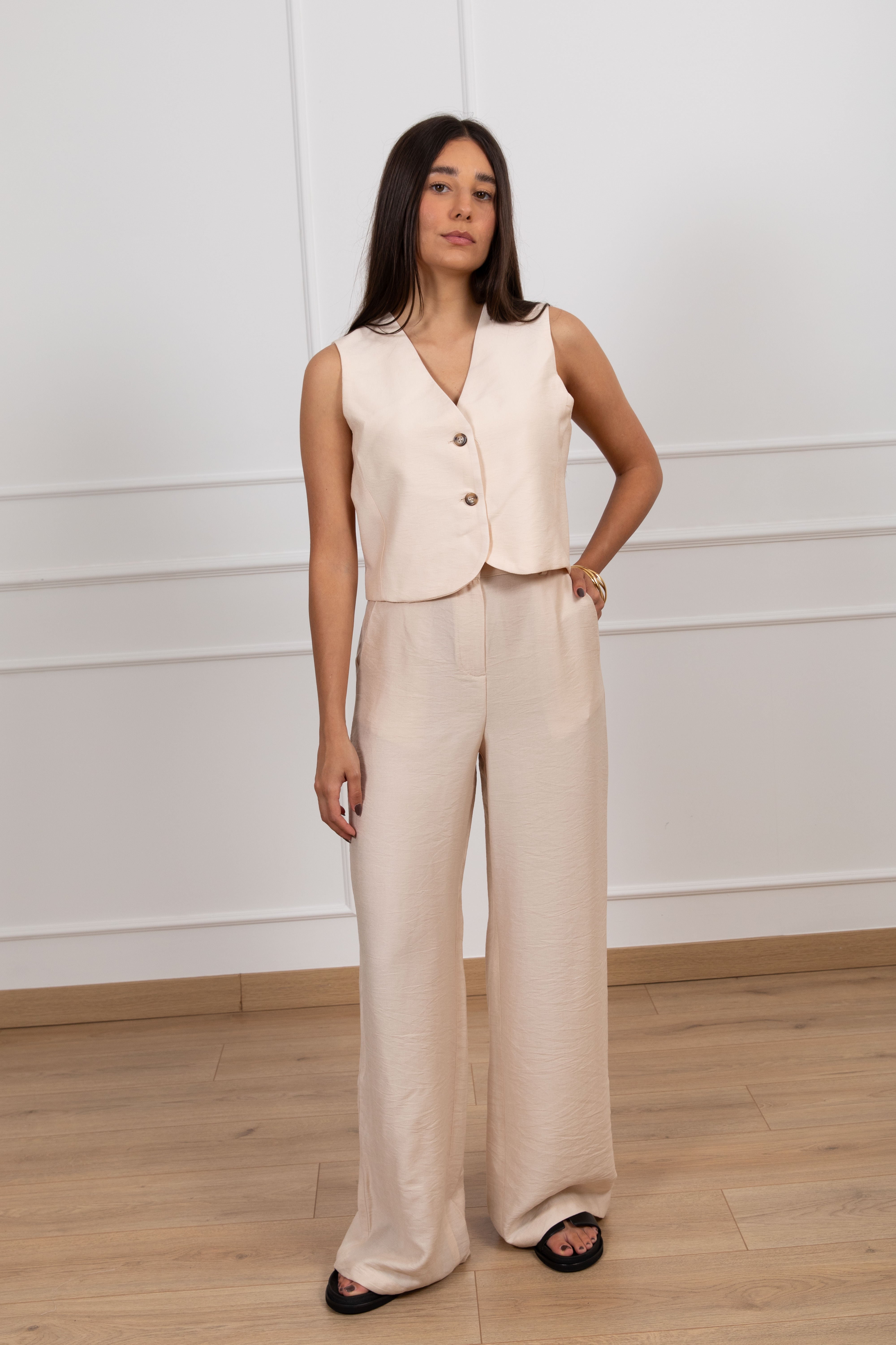 Coordinato gilet e pantalone con elastico sul retro Haveone