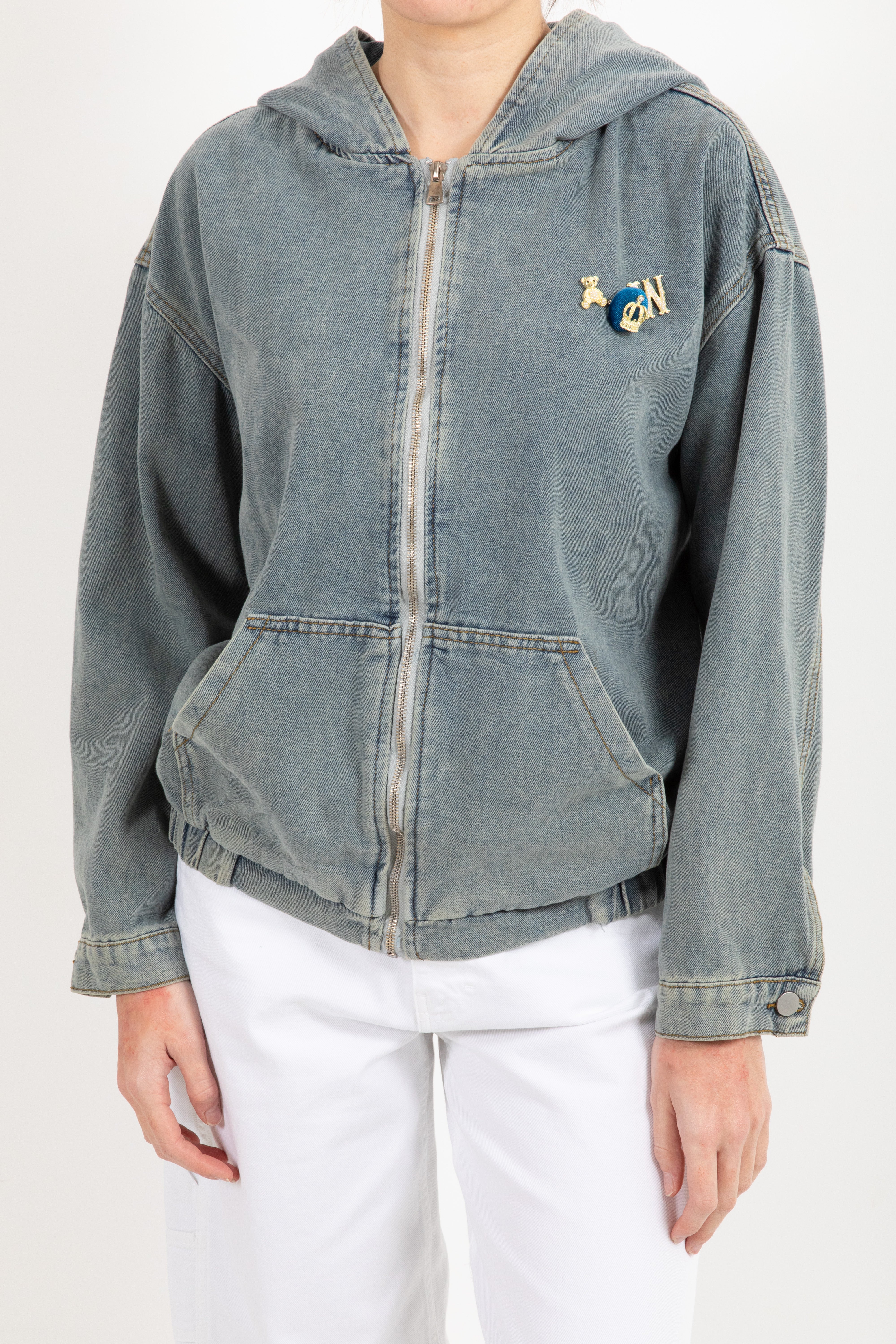 Bomber in jeans con cappuccio Susy Mix