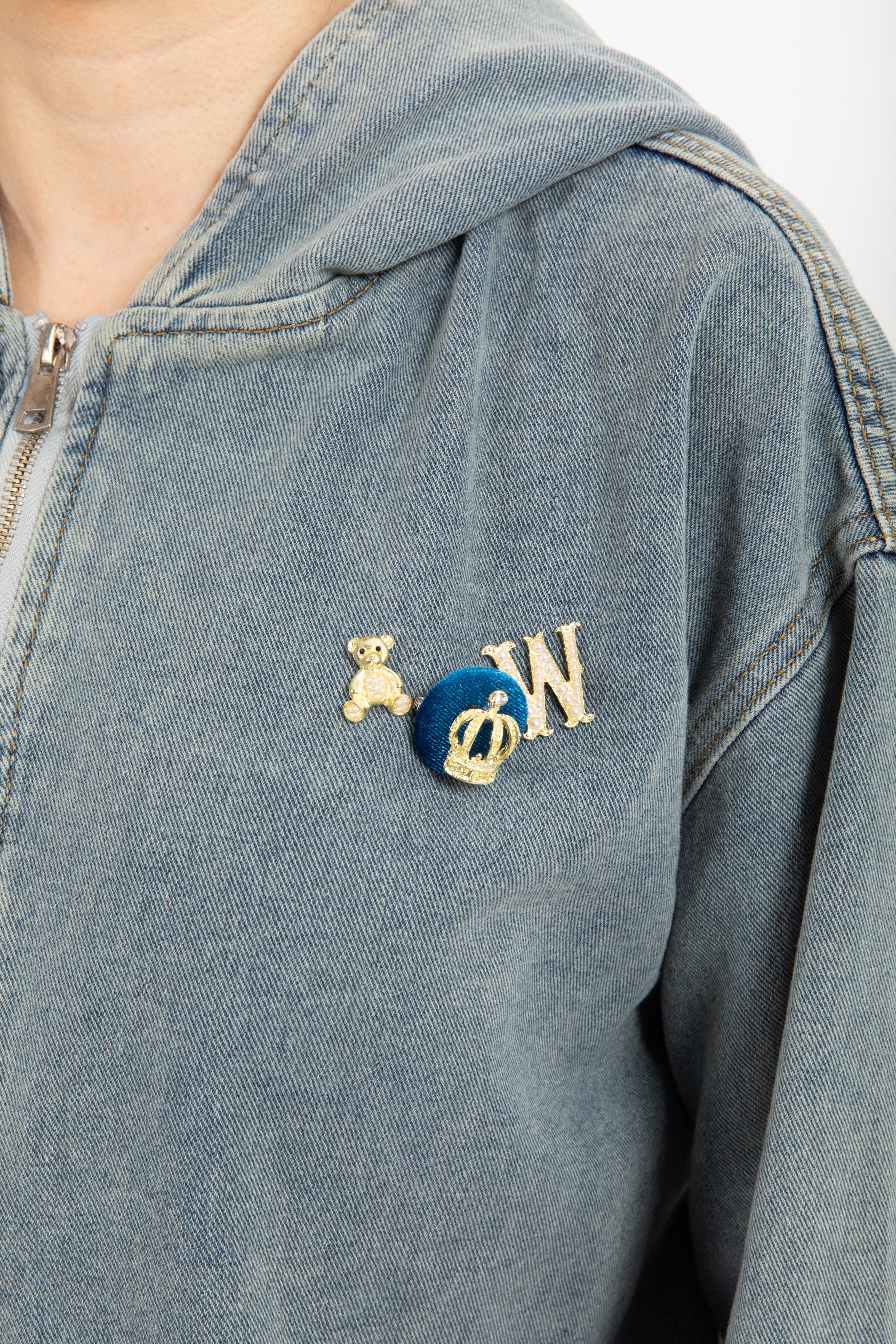 Bomber in jeans con cappuccio Susy Mix