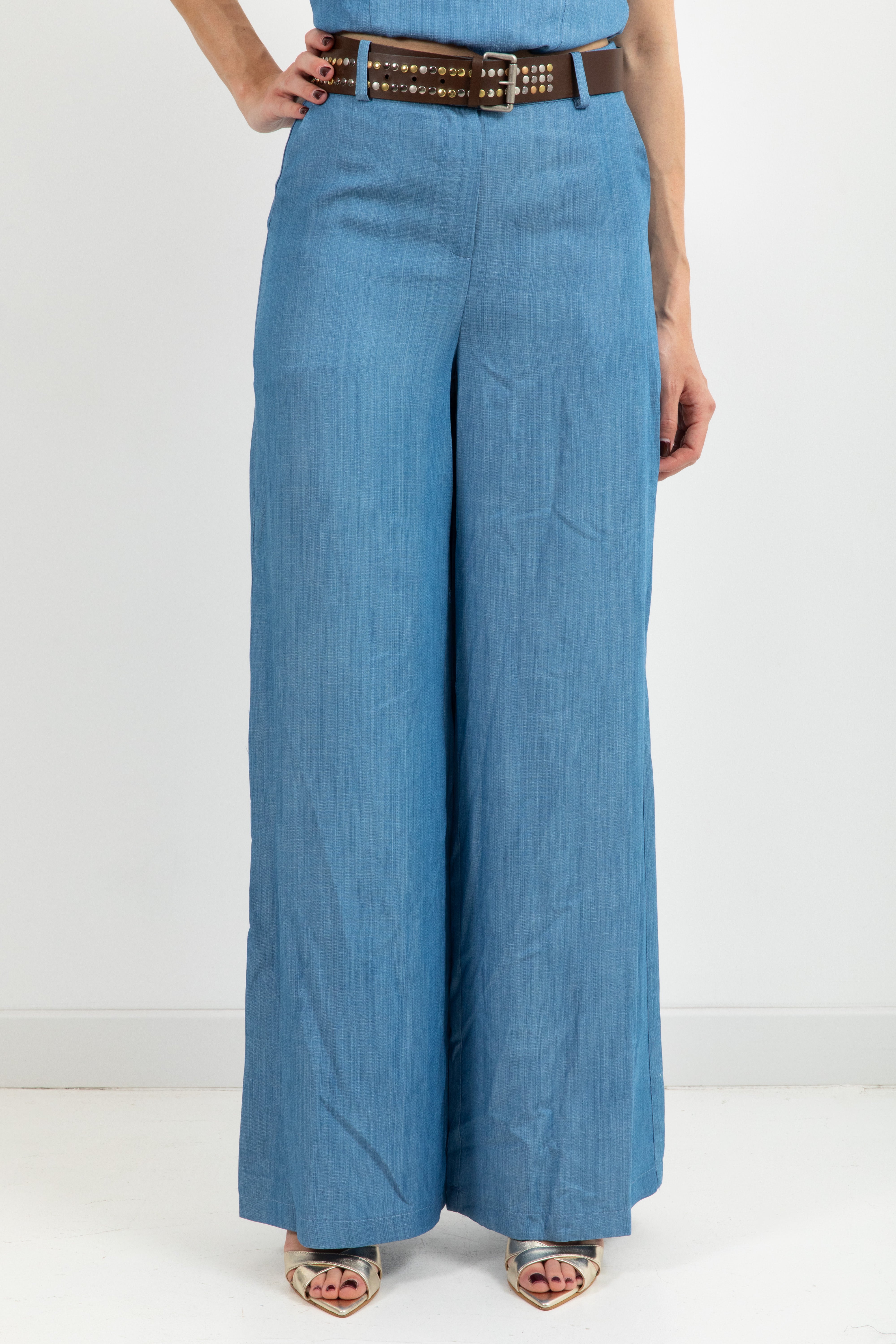 Pantalone a palazzo in chambrix Tensione IN