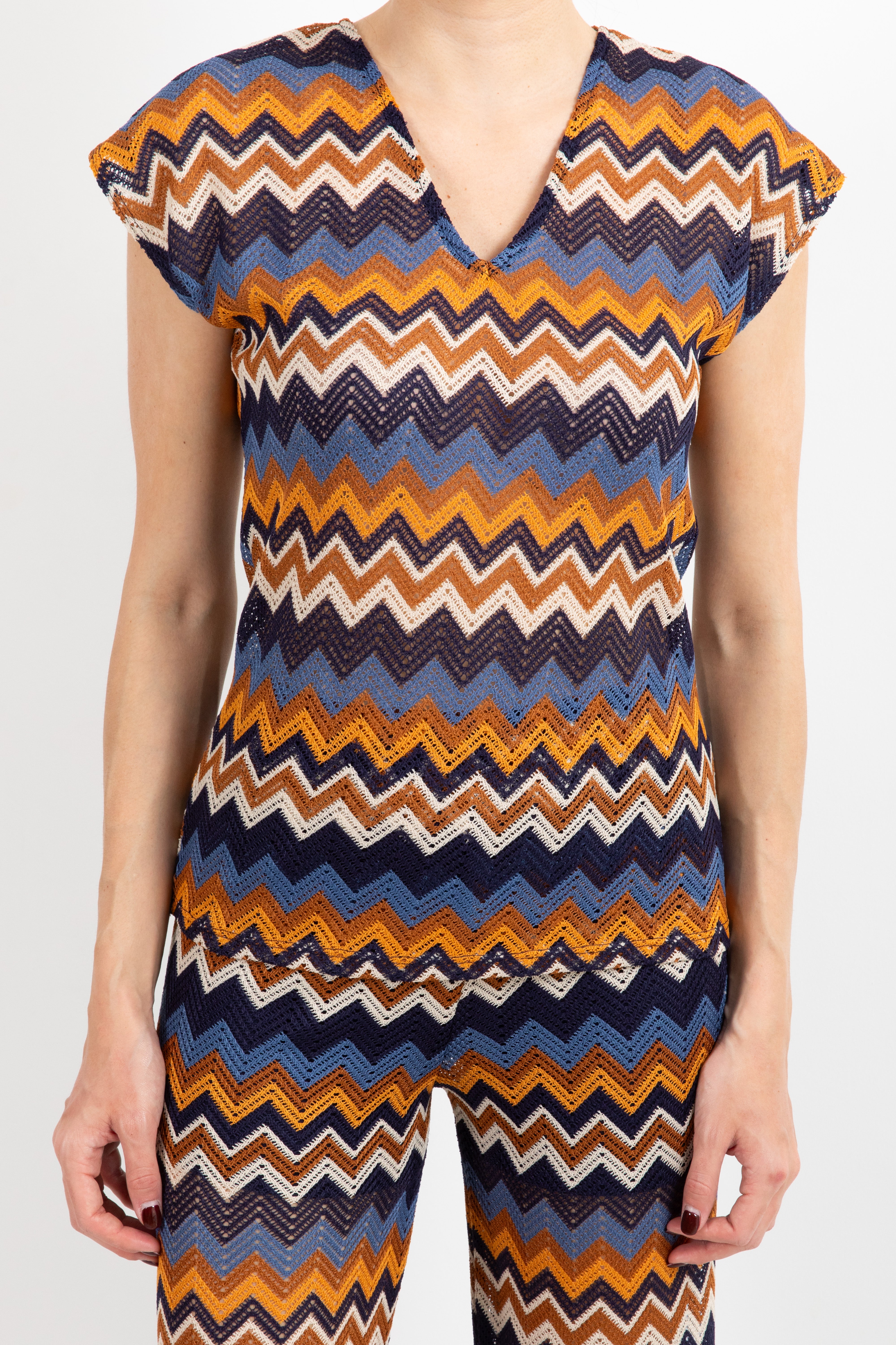 Blusa motivo zig-zag con scollo a "V" Susy Mix