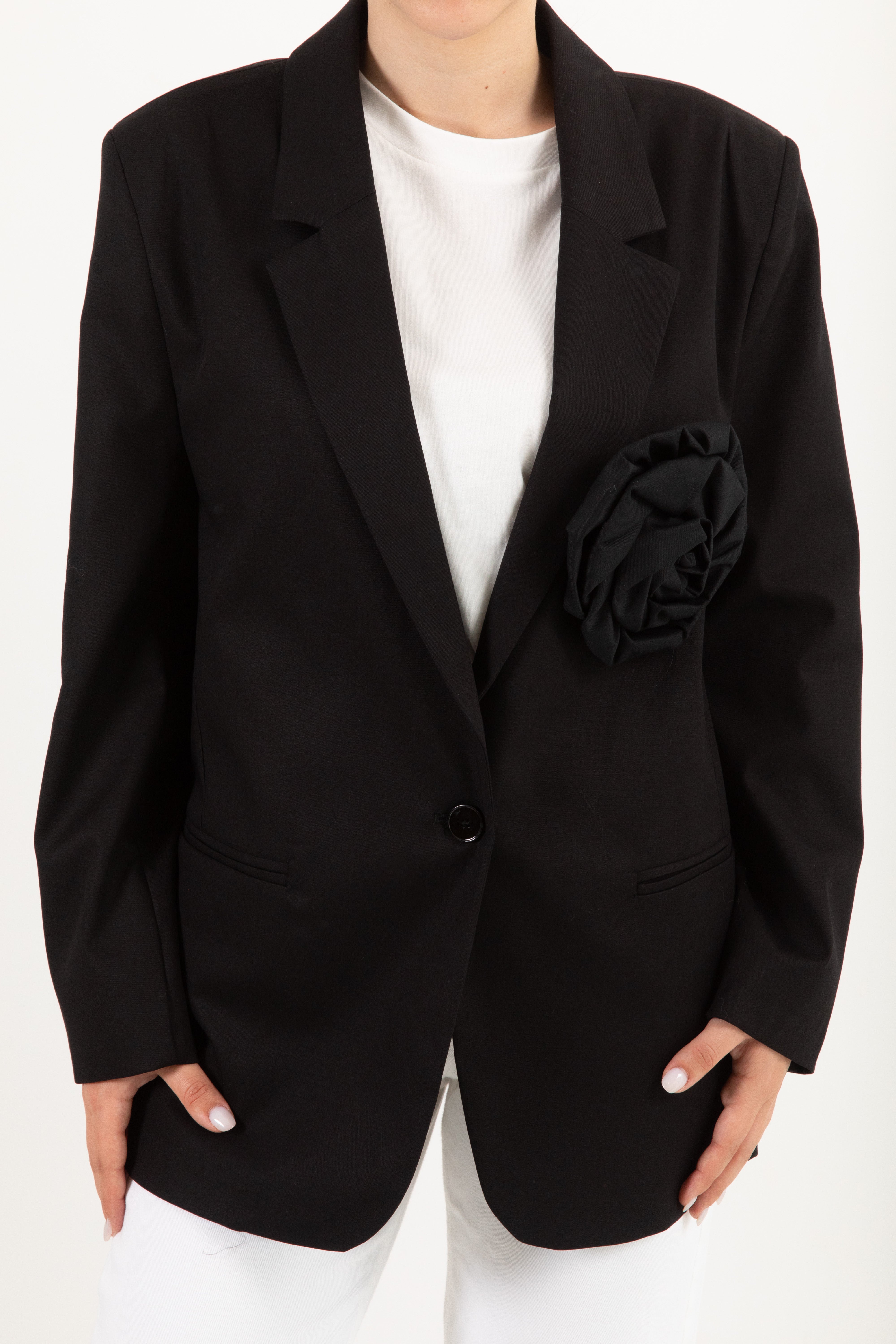 Blazer over-size in cotone con spilla ViCOLO