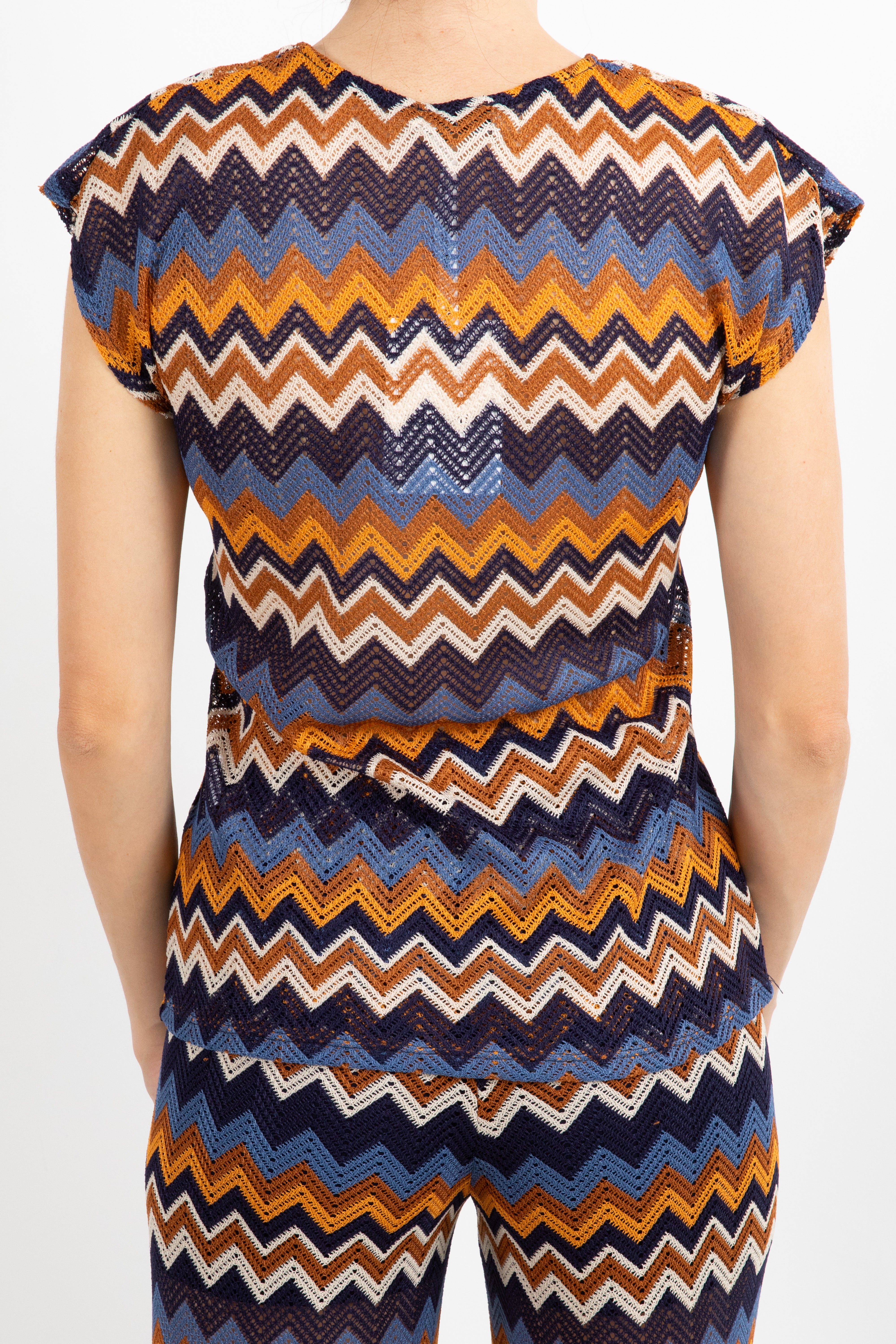 Blusa motivo zig-zag con scollo a "V" Susy Mix