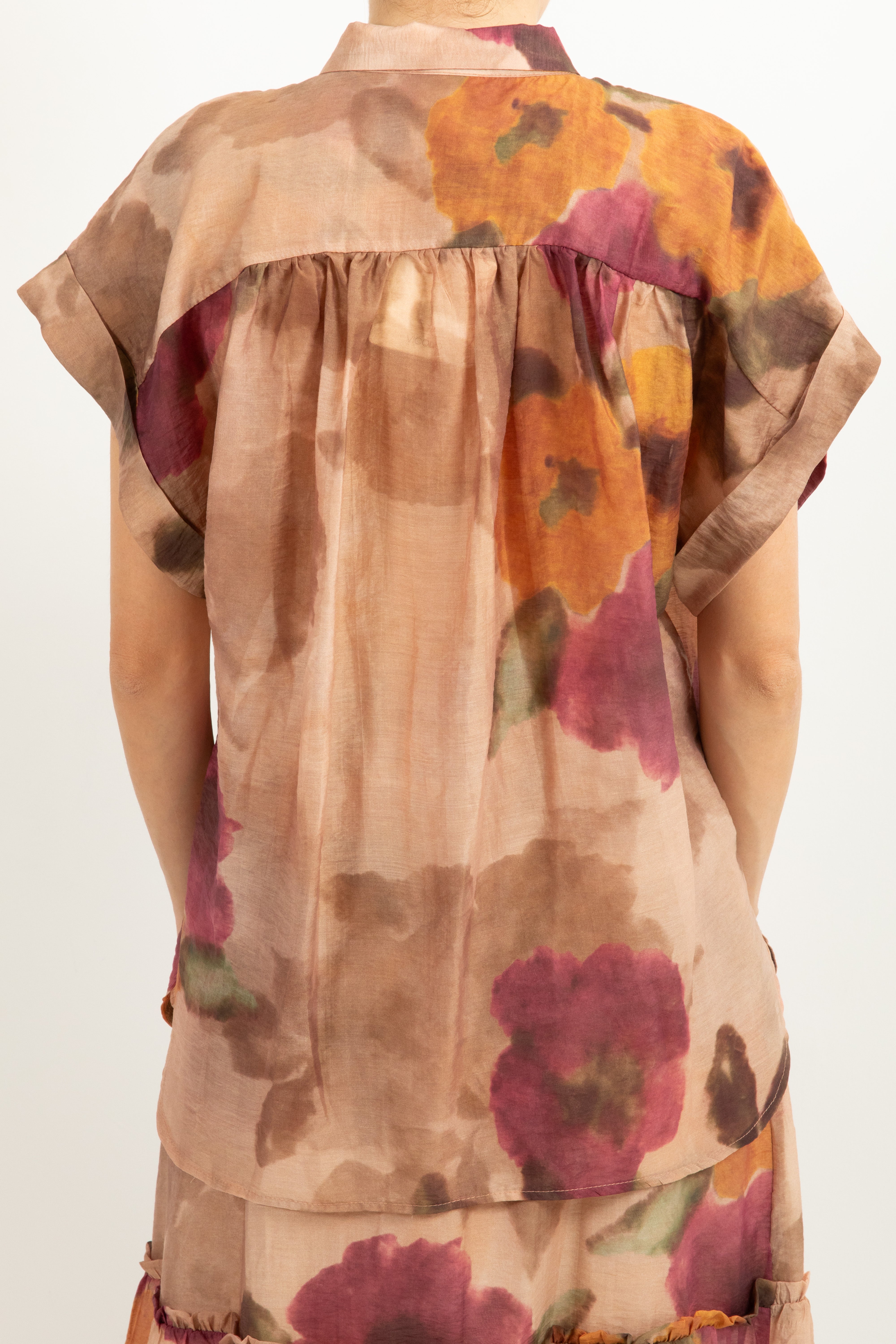Blusa a manica corta in lyocell fantasia astratta ViCOLO