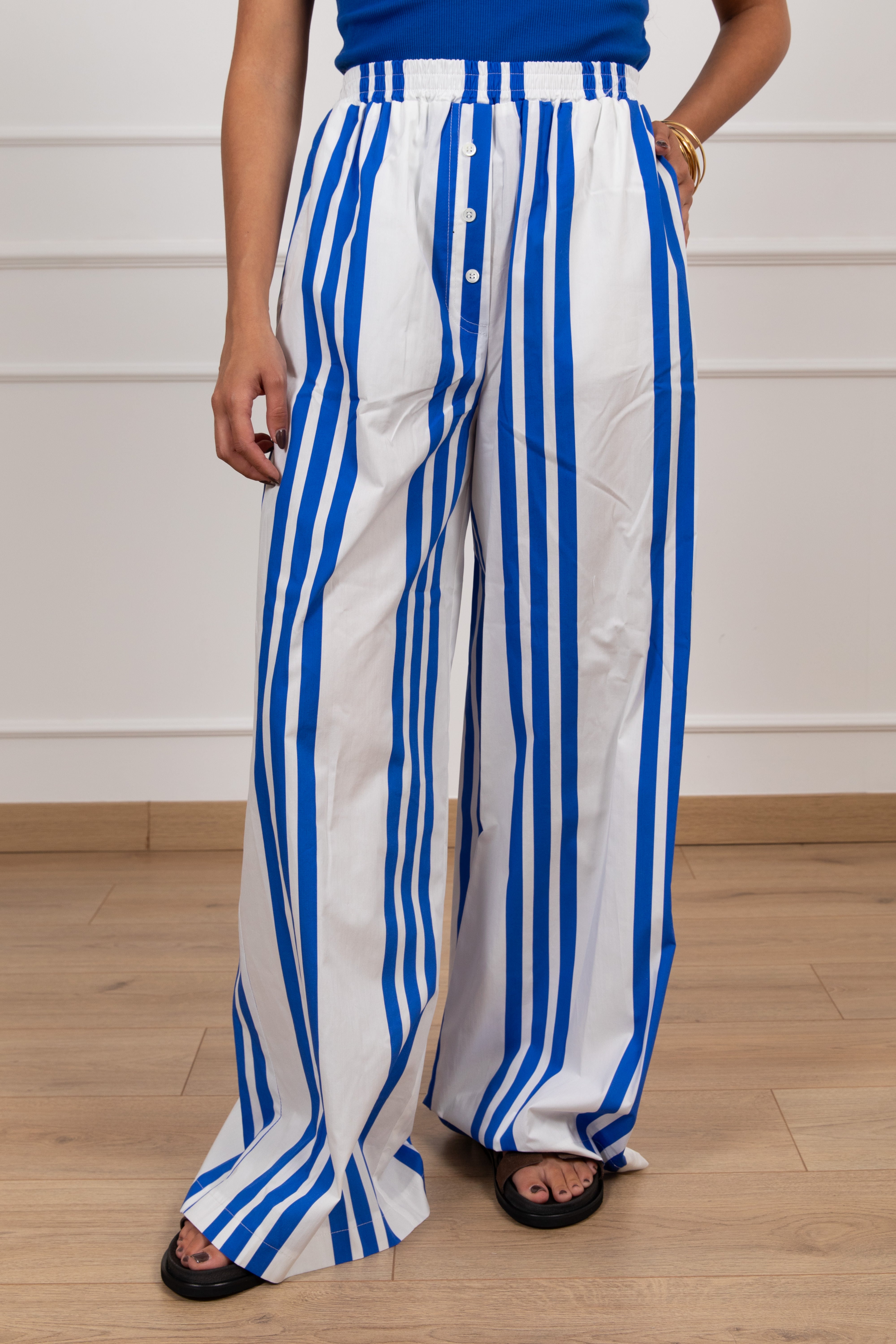 Pantalone a righe alternate bluette ViCOLO