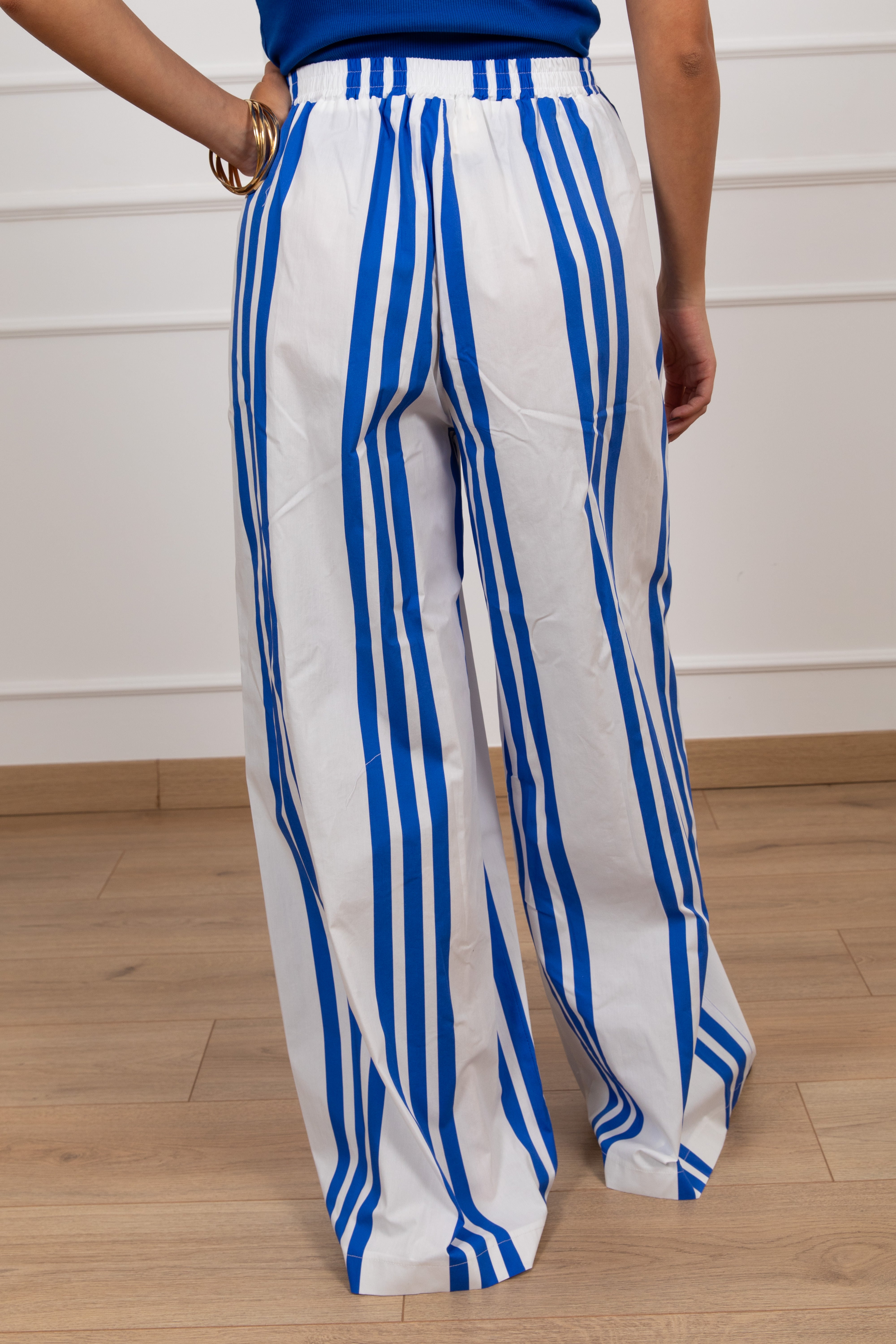 Pantalone a righe alternate bluette ViCOLO
