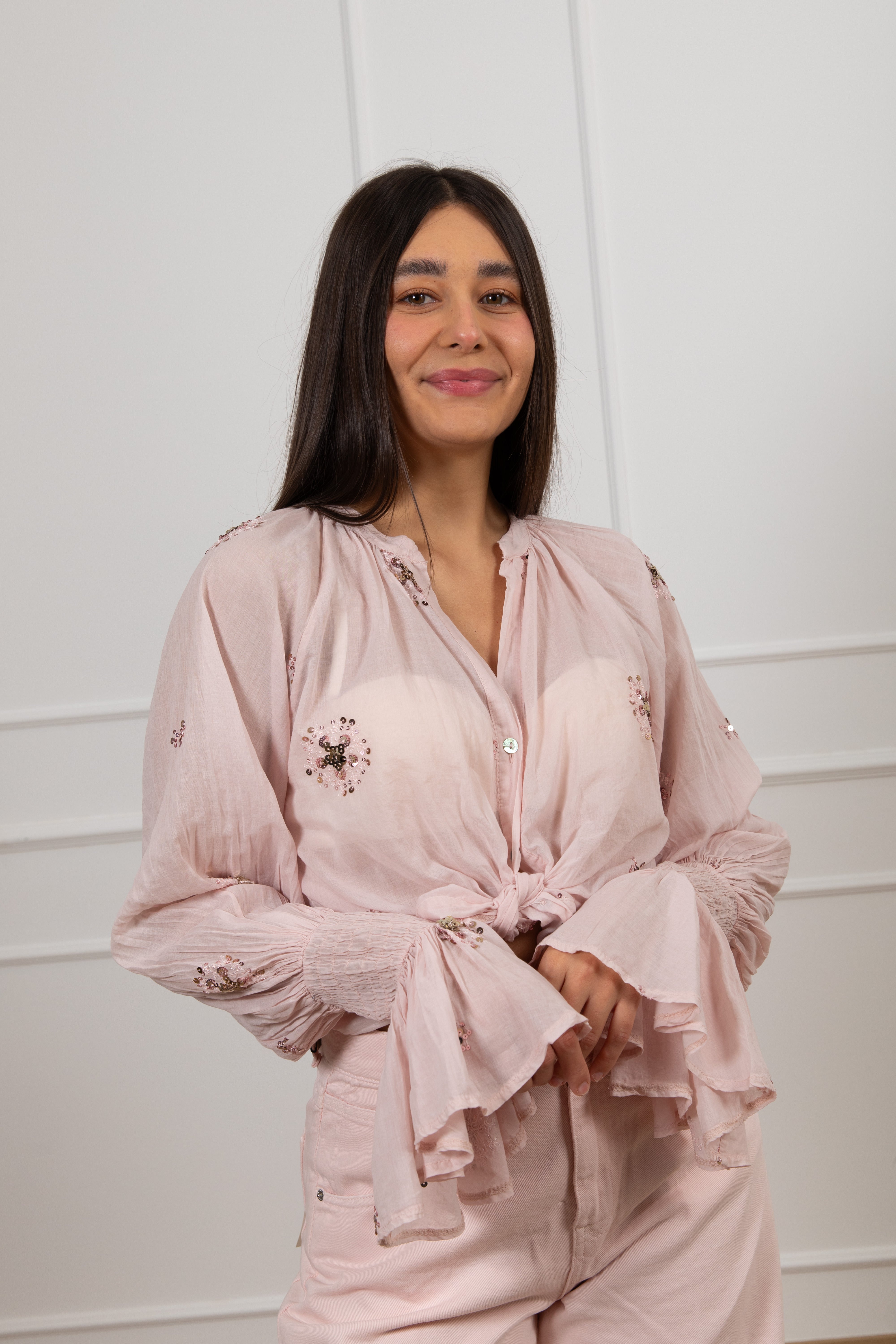 Camicia con ricamo paillettes Tensione IN