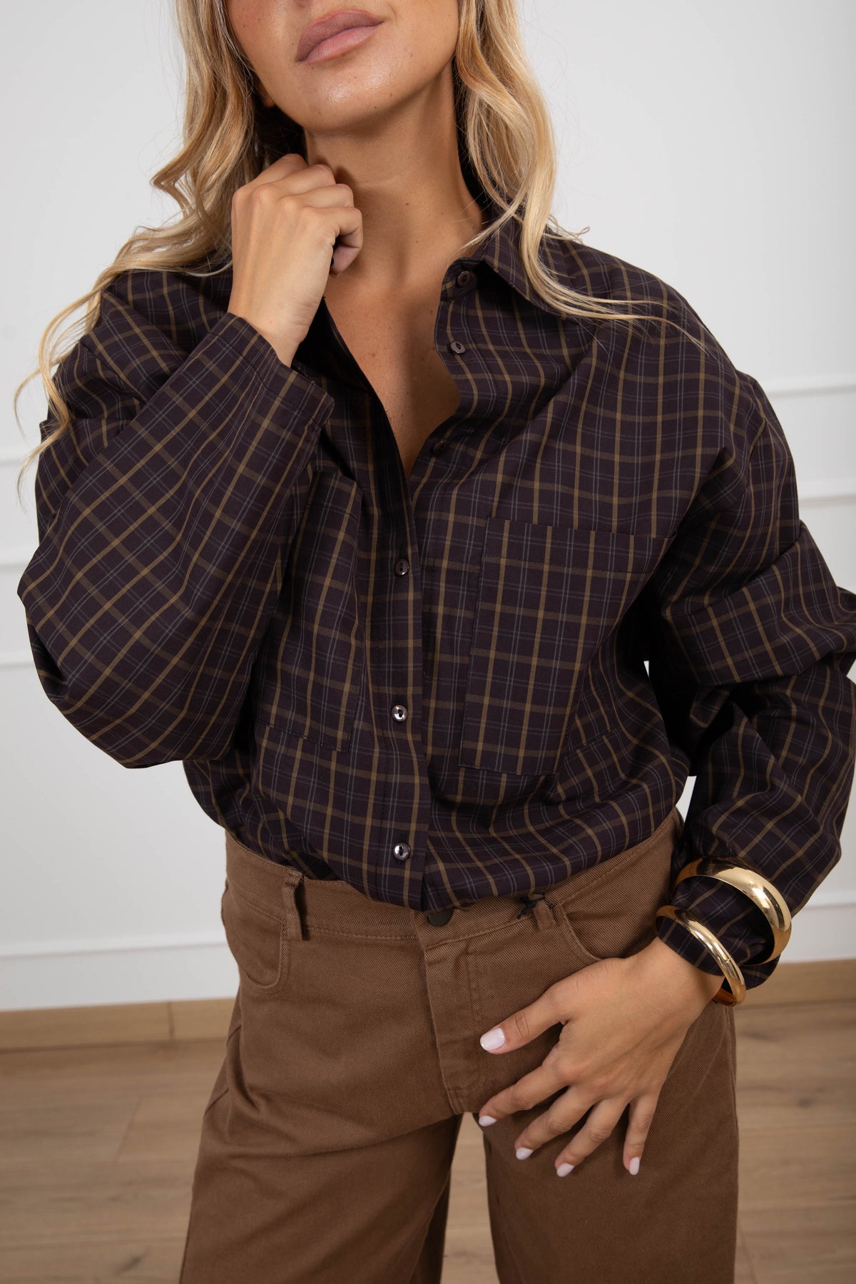 Camicia check olio over-size Haveone