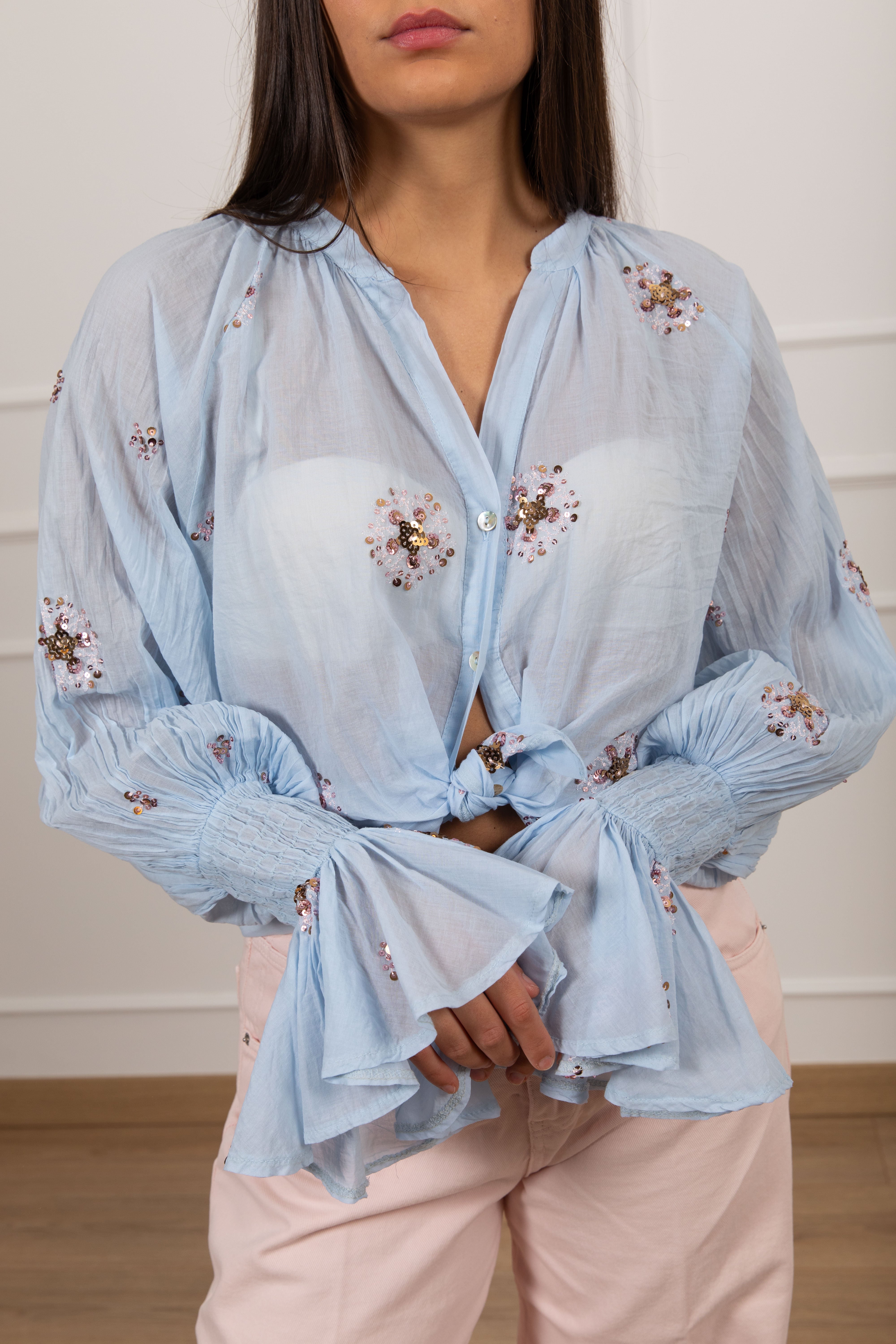 Camicia con ricamo paillettes Tensione IN