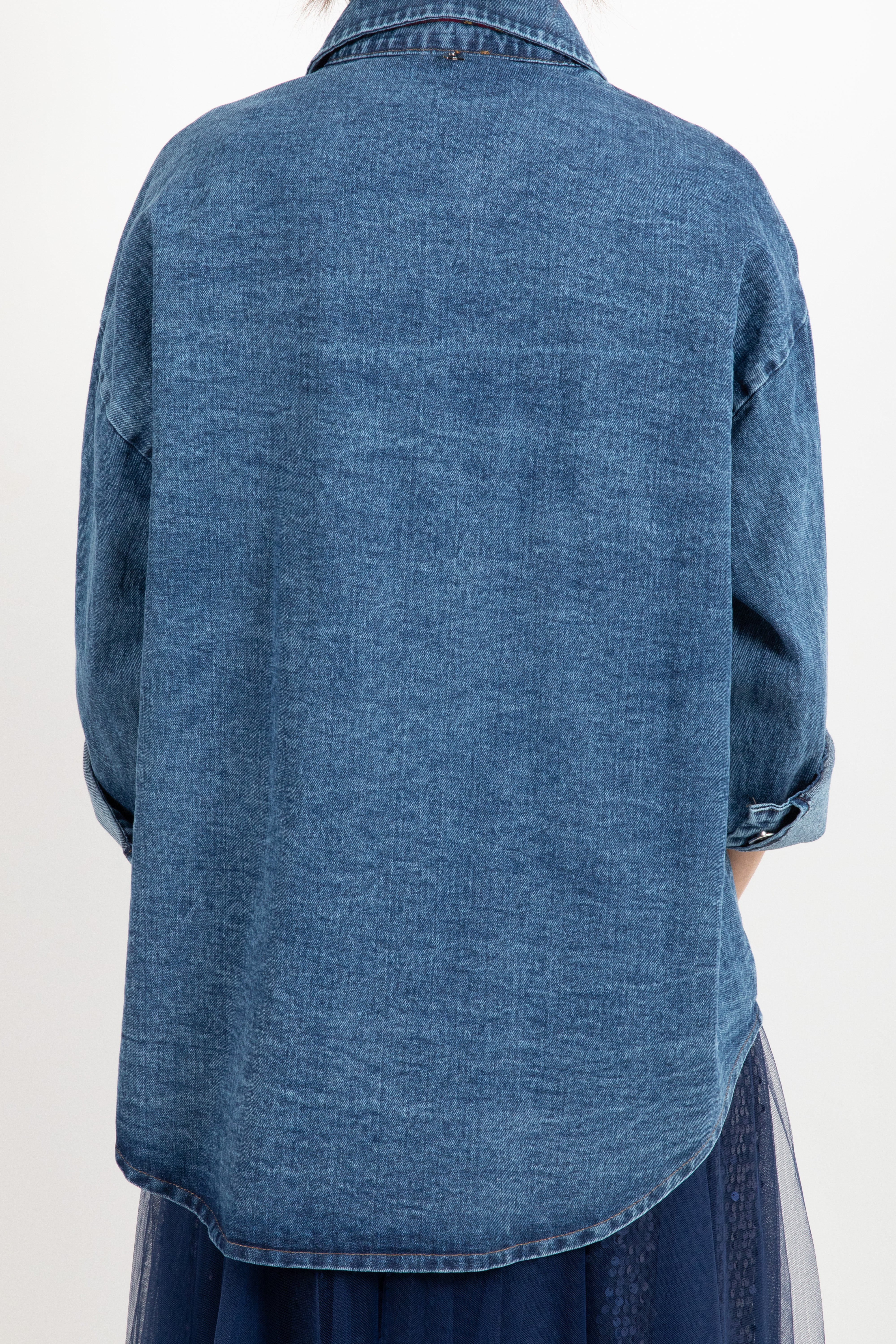 Giacca-camicia over-size in jeans con cravatta Dixie