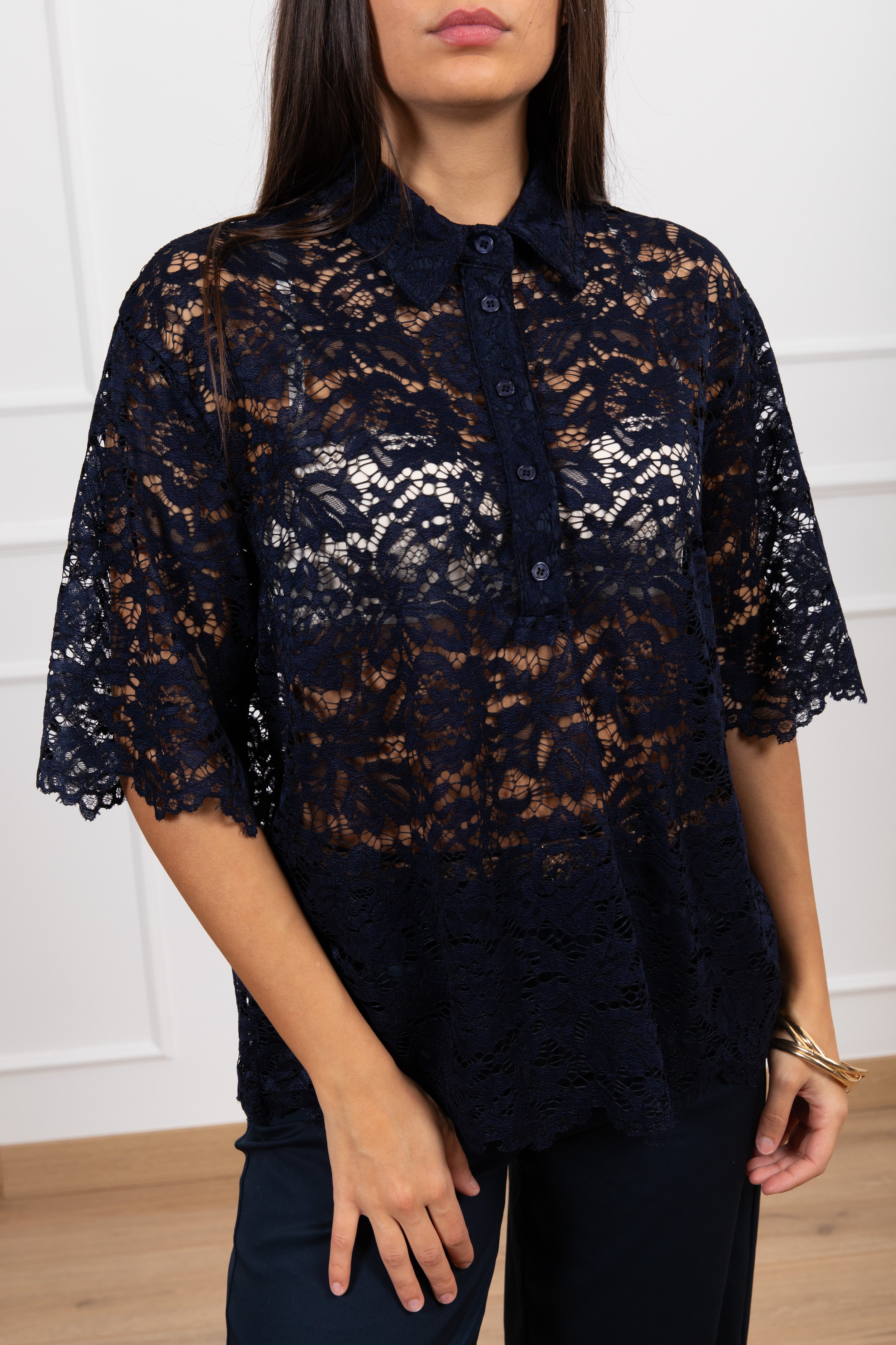 Polo over-size in pizzo Susy Mix