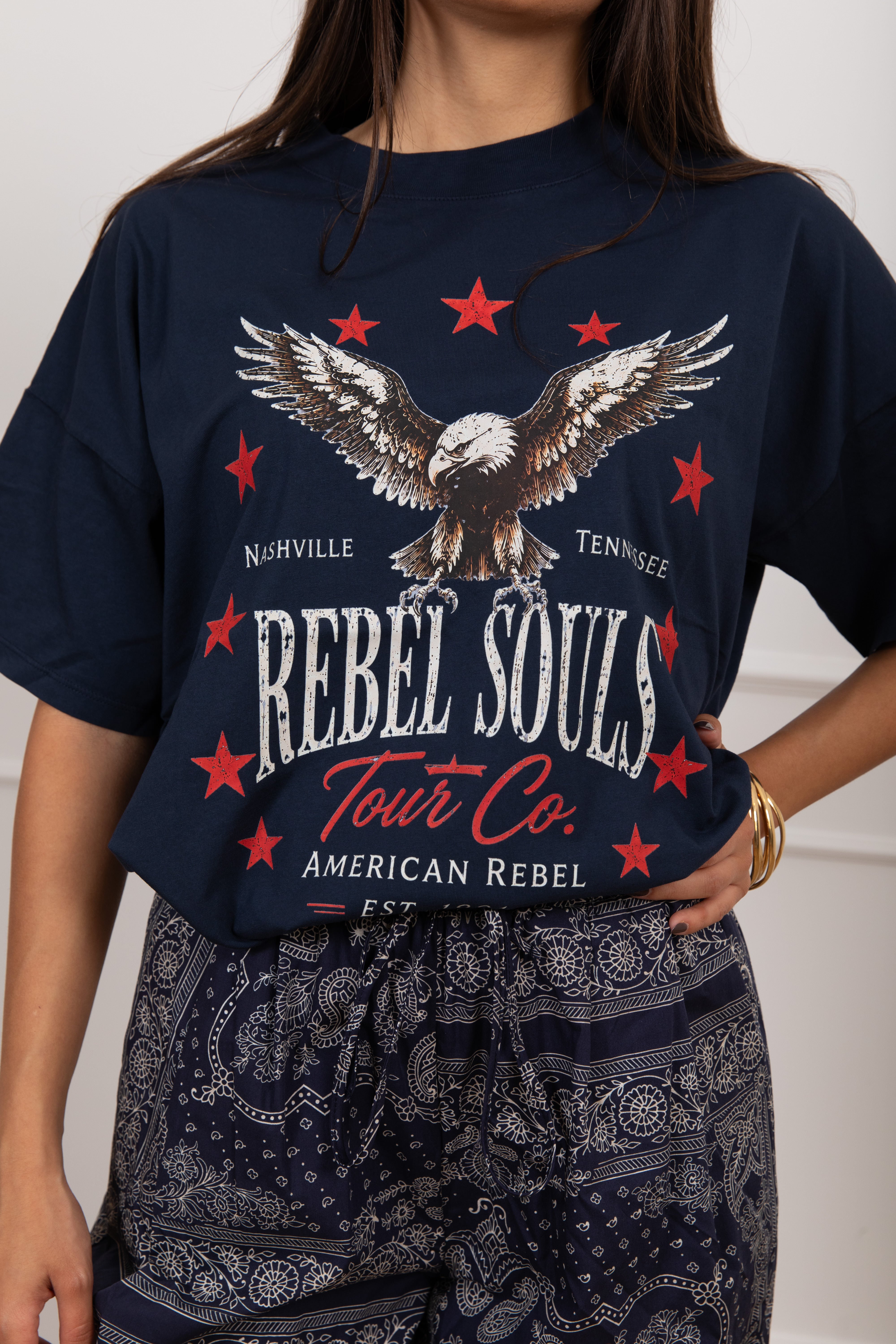 T-shirt stampa rock "Rebel Souls" ViCOLO