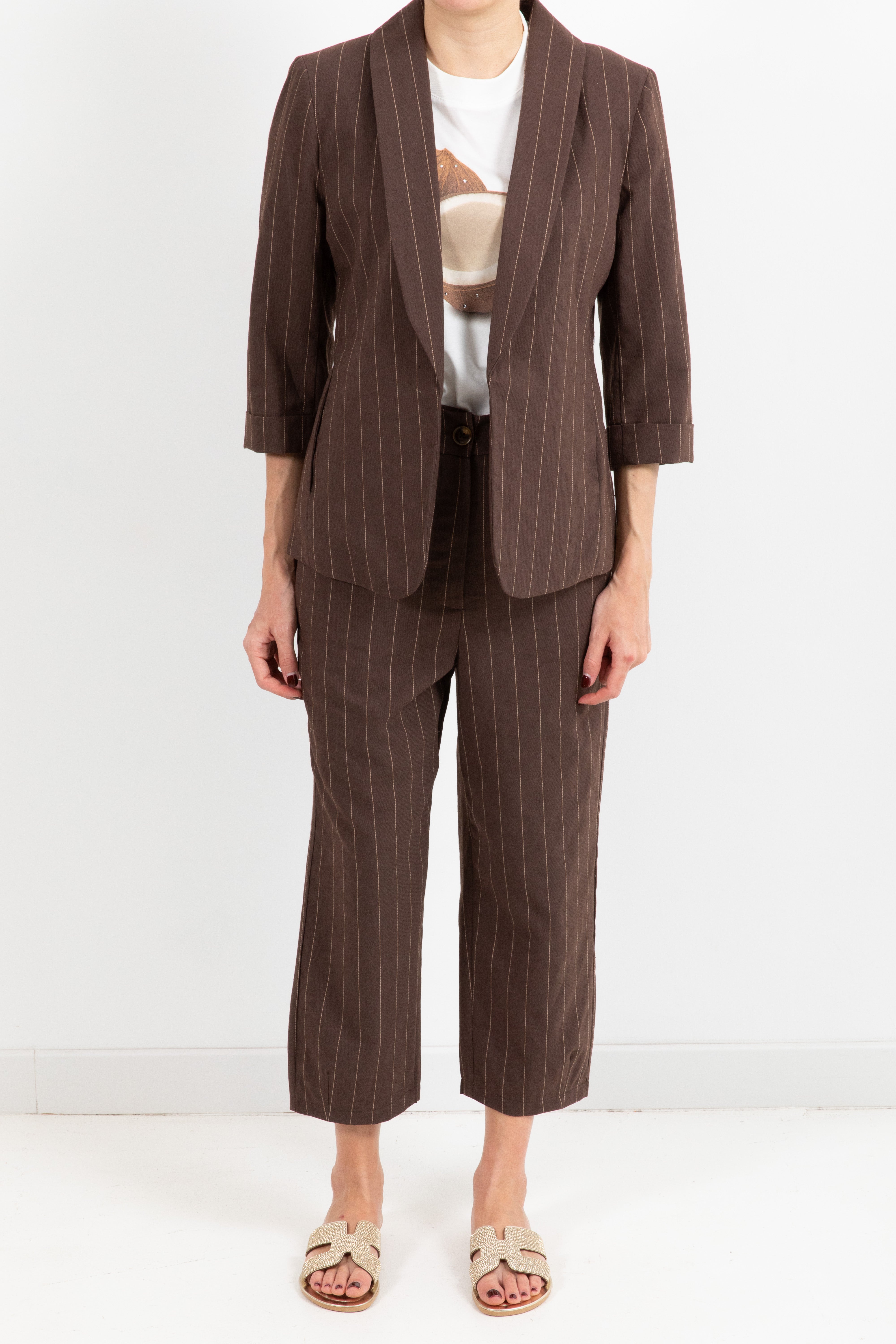 Pantalone carrot-fit gessato Susy Mix