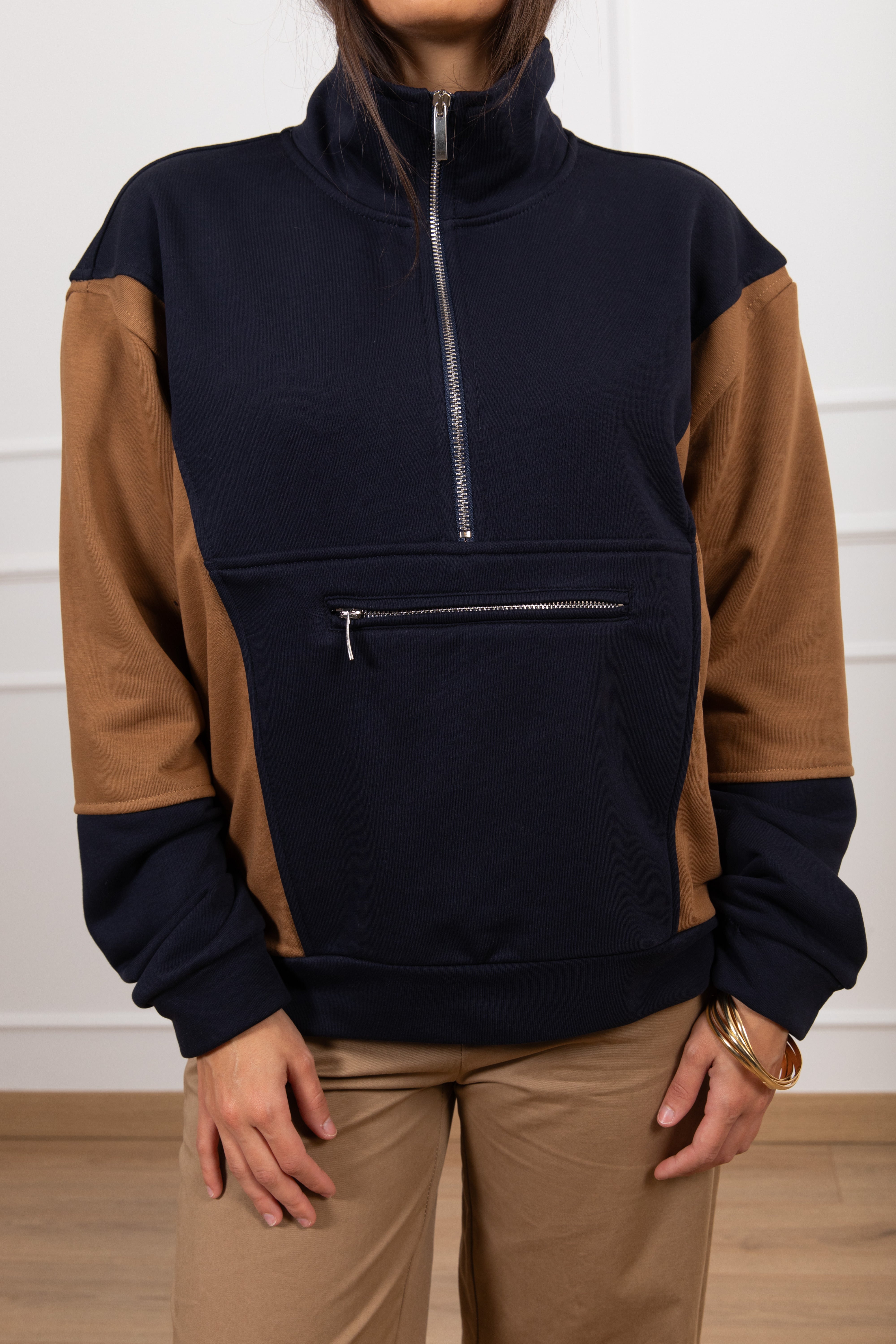 Felpa bi-color con mezza-zip Tensione IN