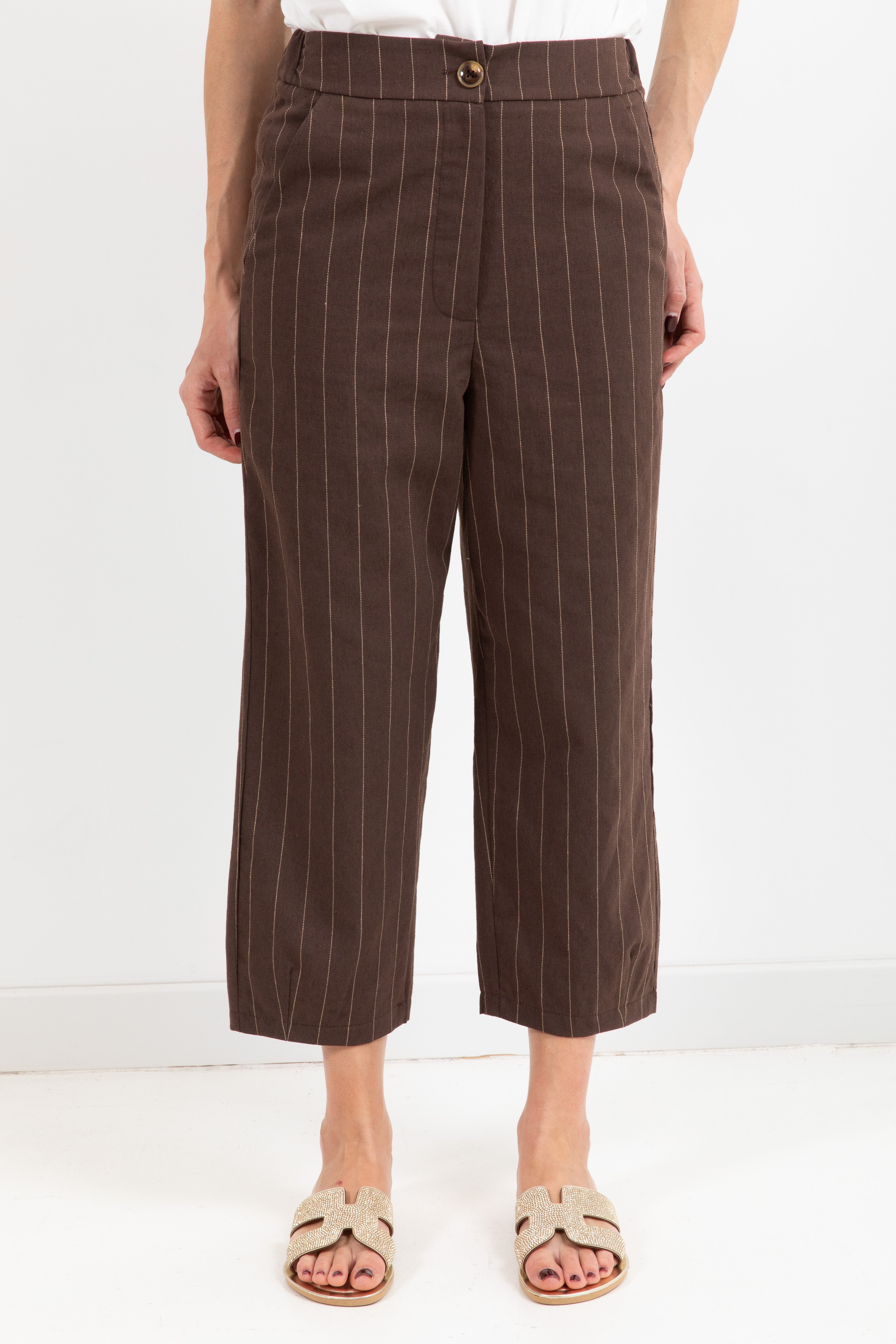Pantalone carrot-fit gessato Susy Mix