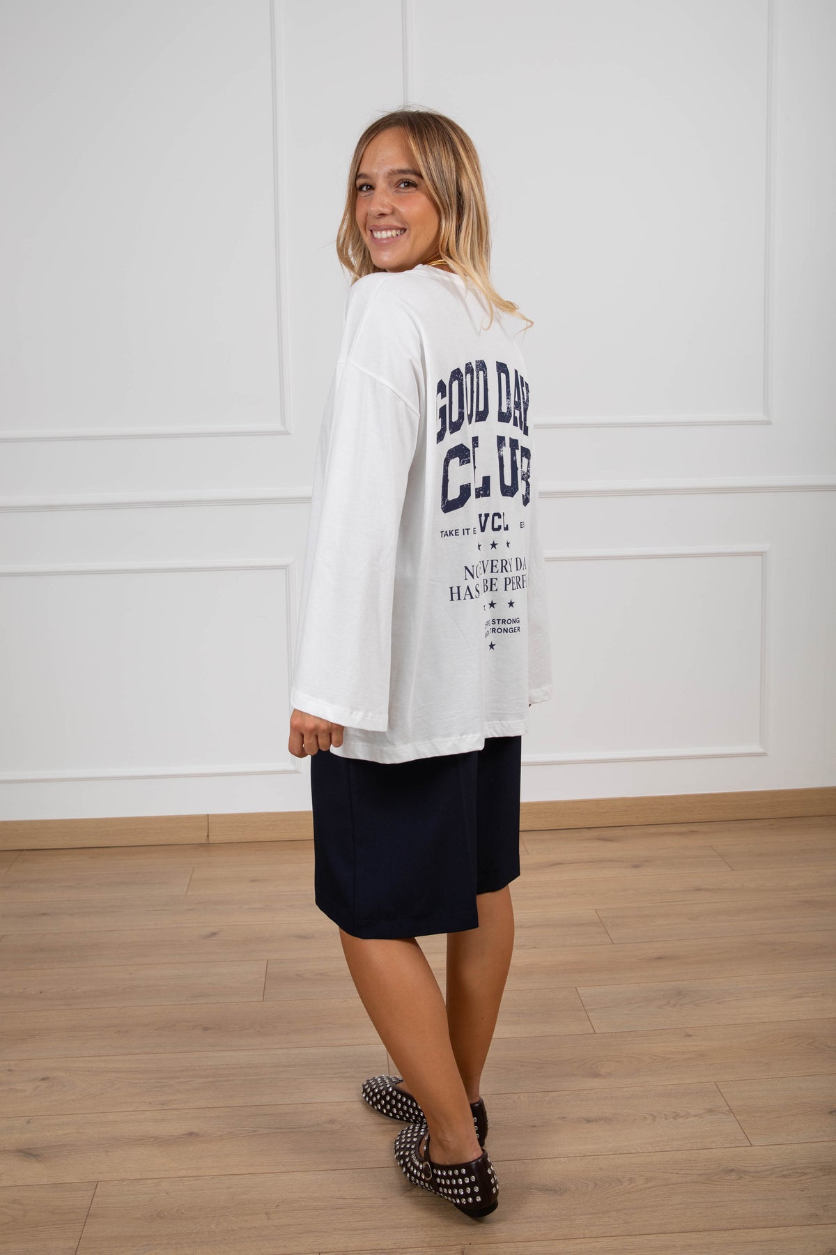 T-shirt manica lunga "Good days club" variante blu ViCOLO