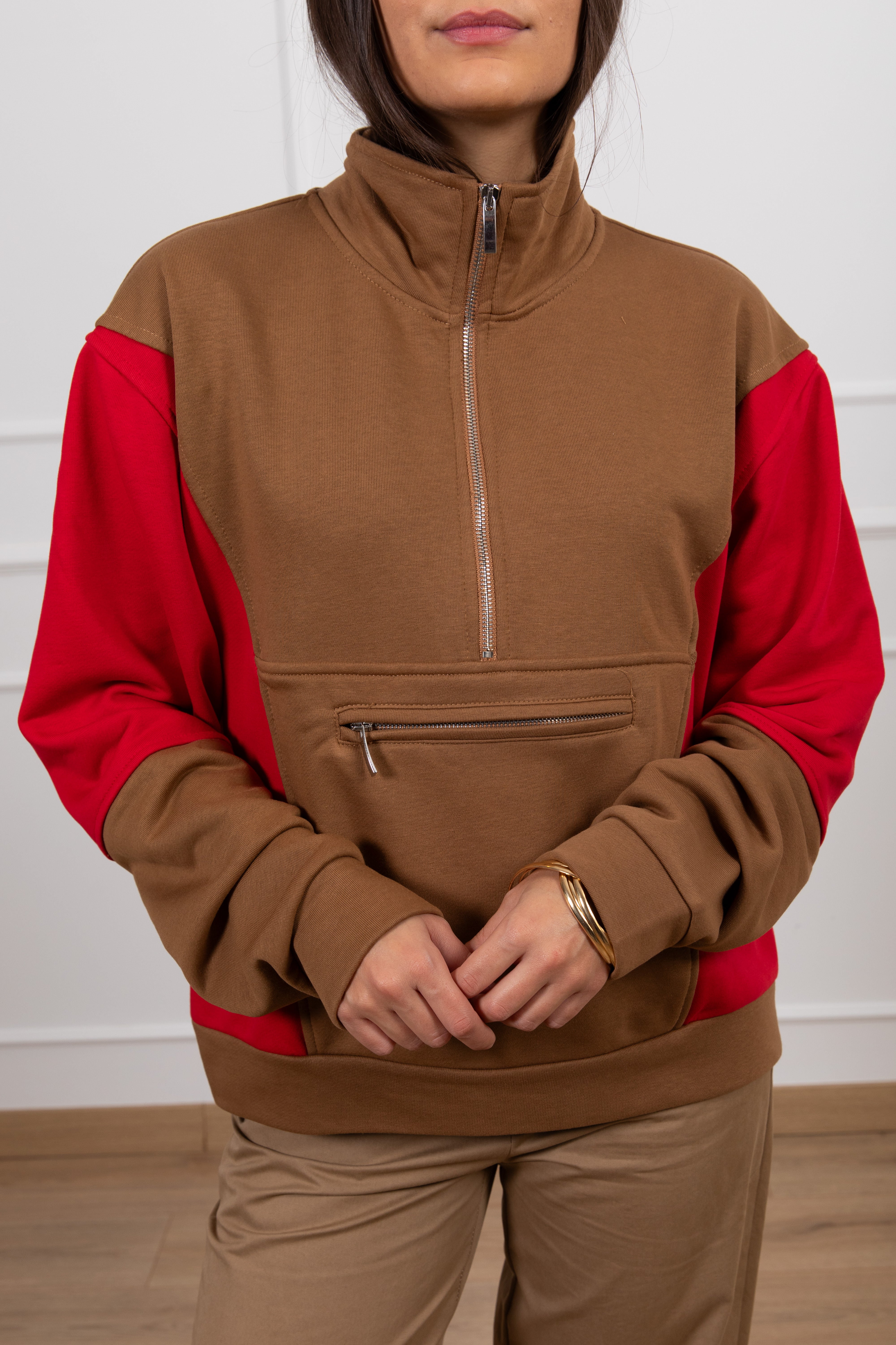 Felpa bi-color con mezza-zip Tensione IN