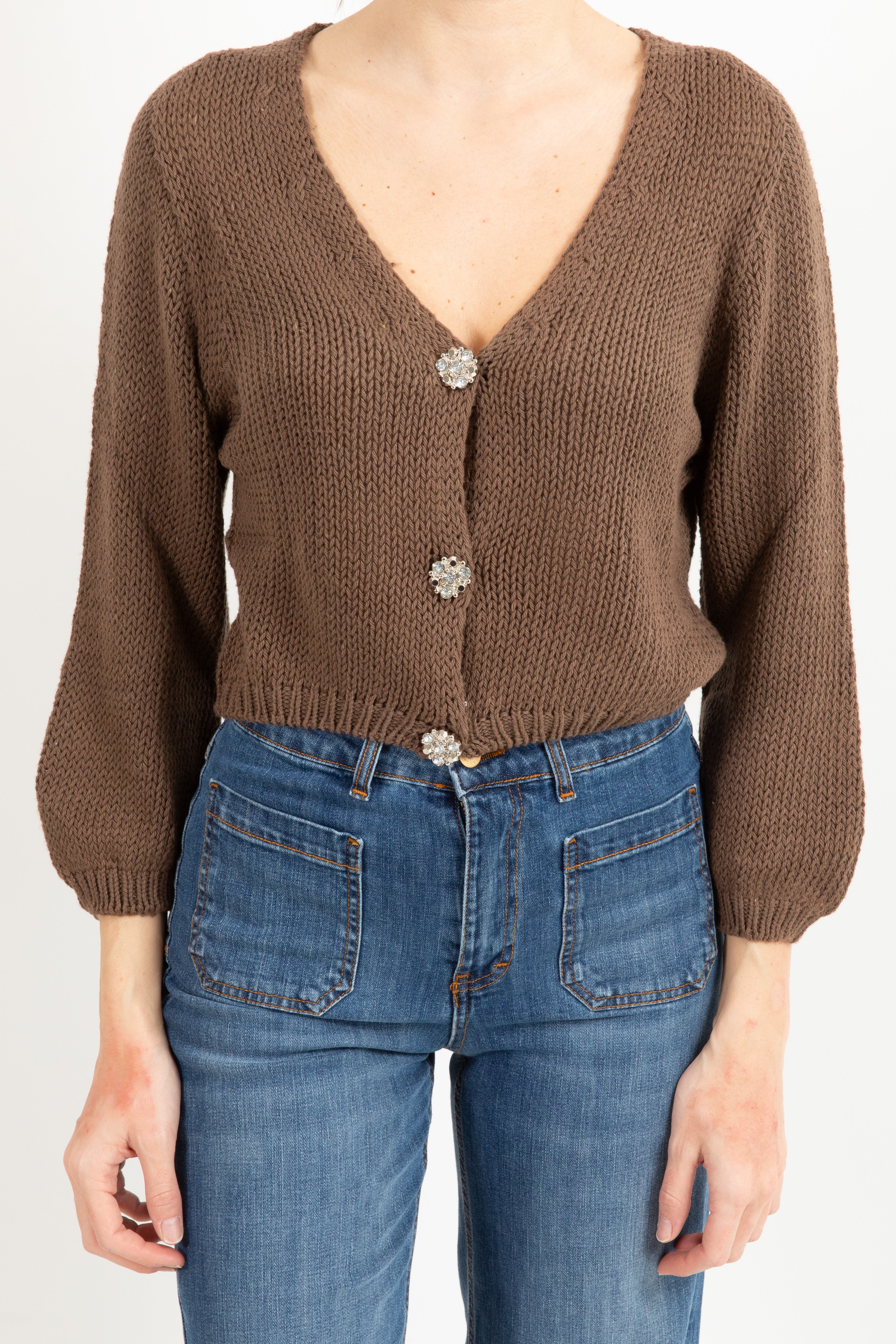 Cardigan cropped con bottoni gioiello ViCOLO