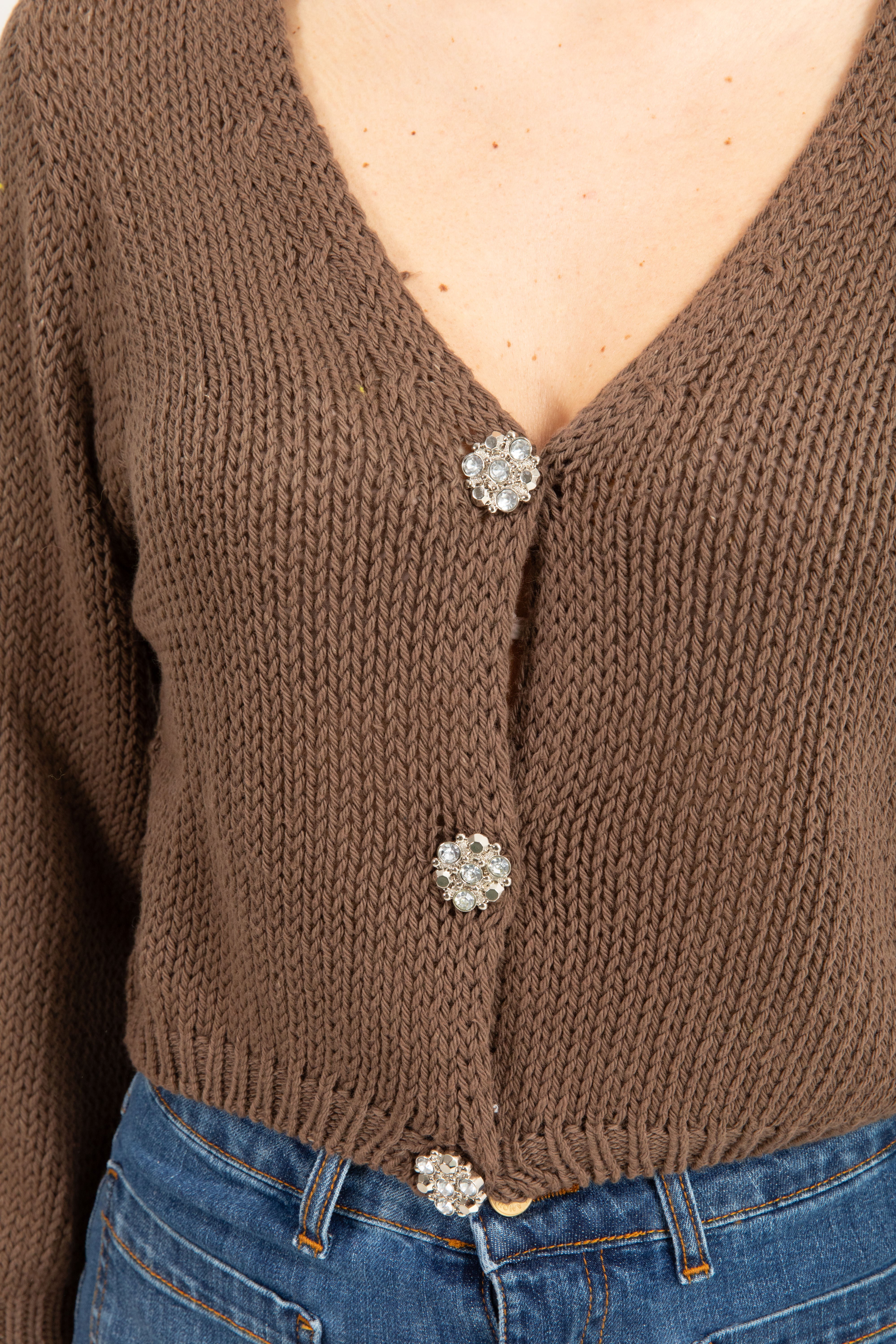 Cardigan cropped con bottoni gioiello ViCOLO