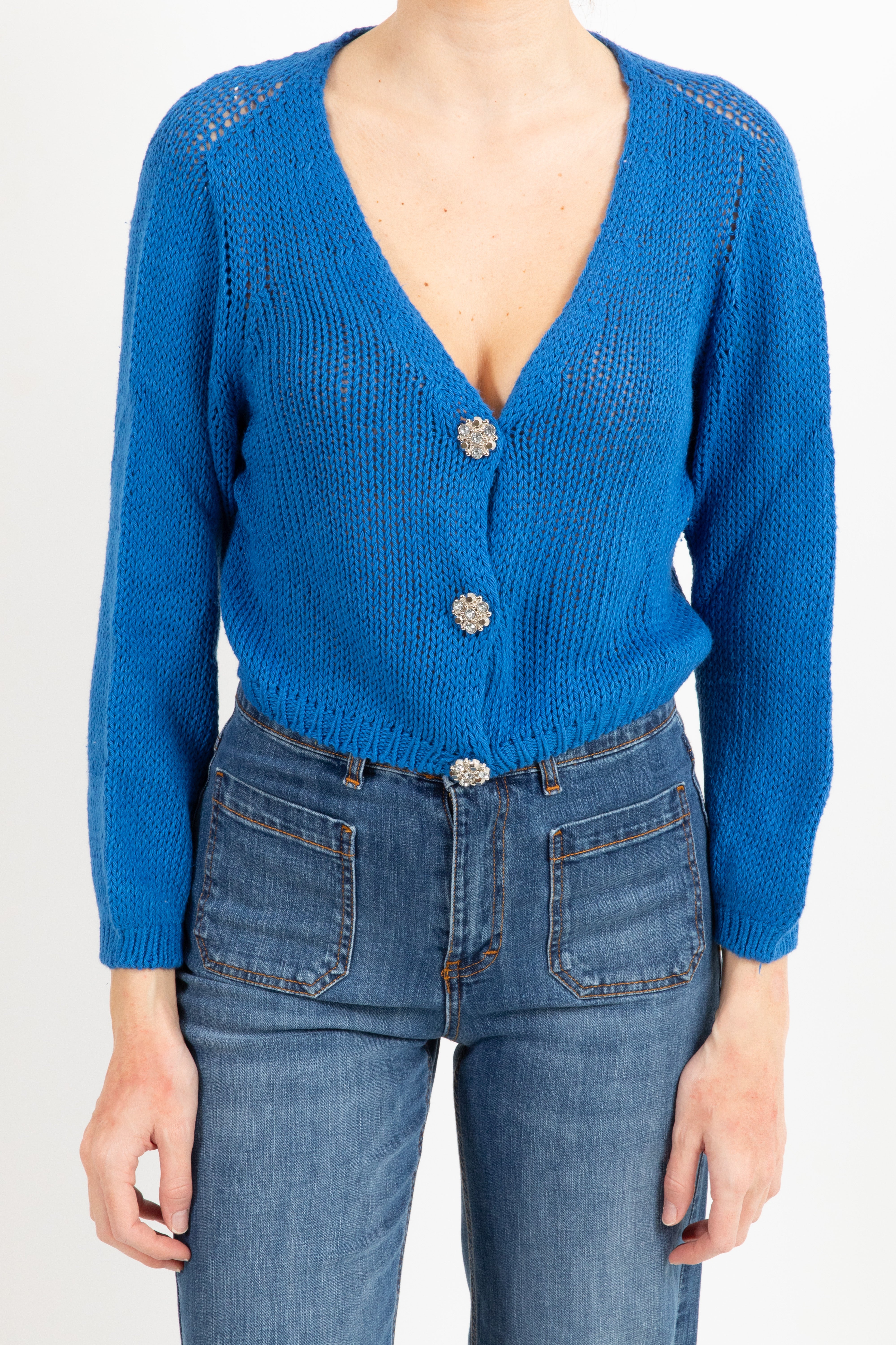 Cardigan cropped con bottoni gioiello ViCOLO