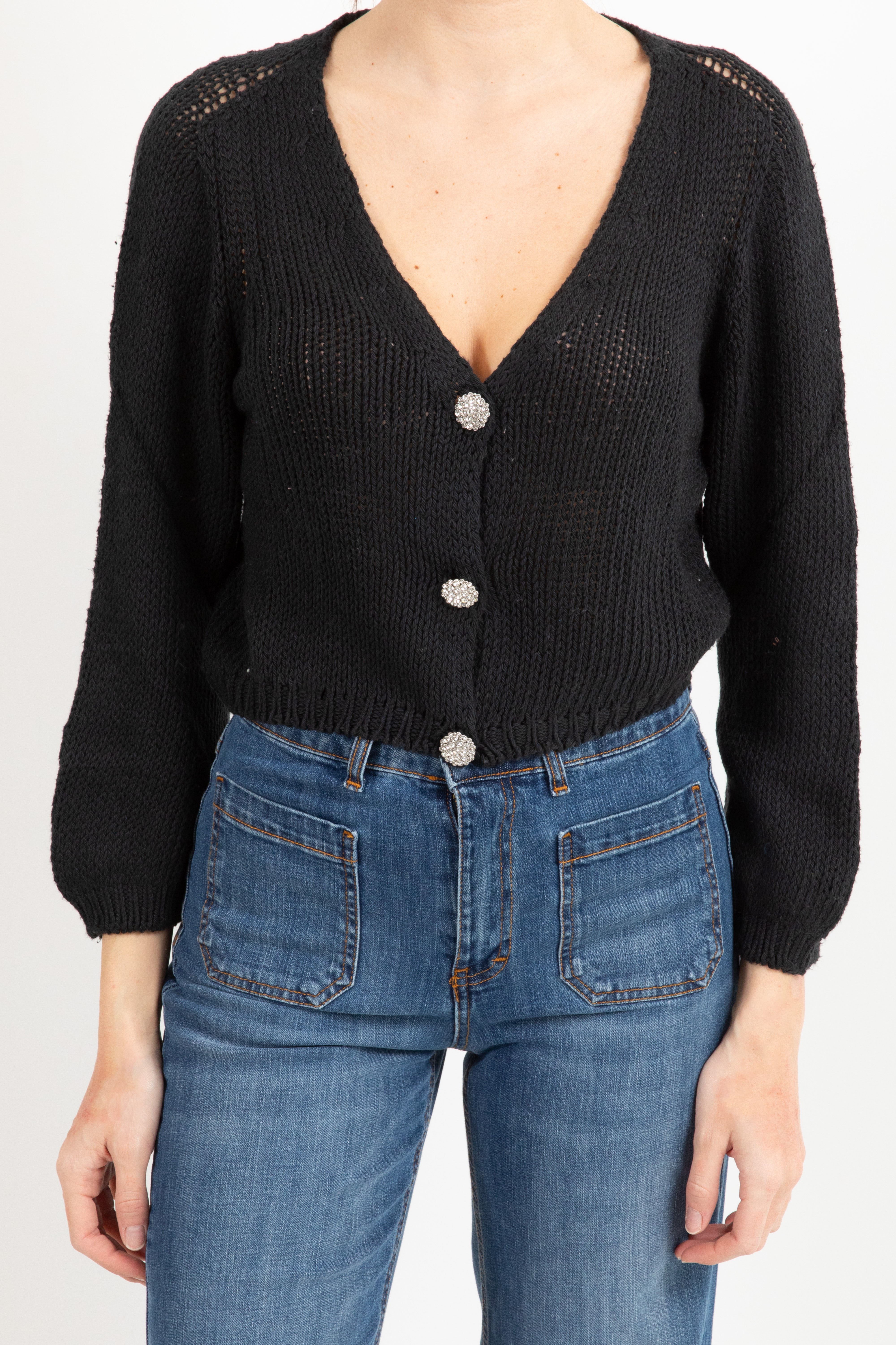 Cardigan cropped con bottoni gioiello ViCOLO