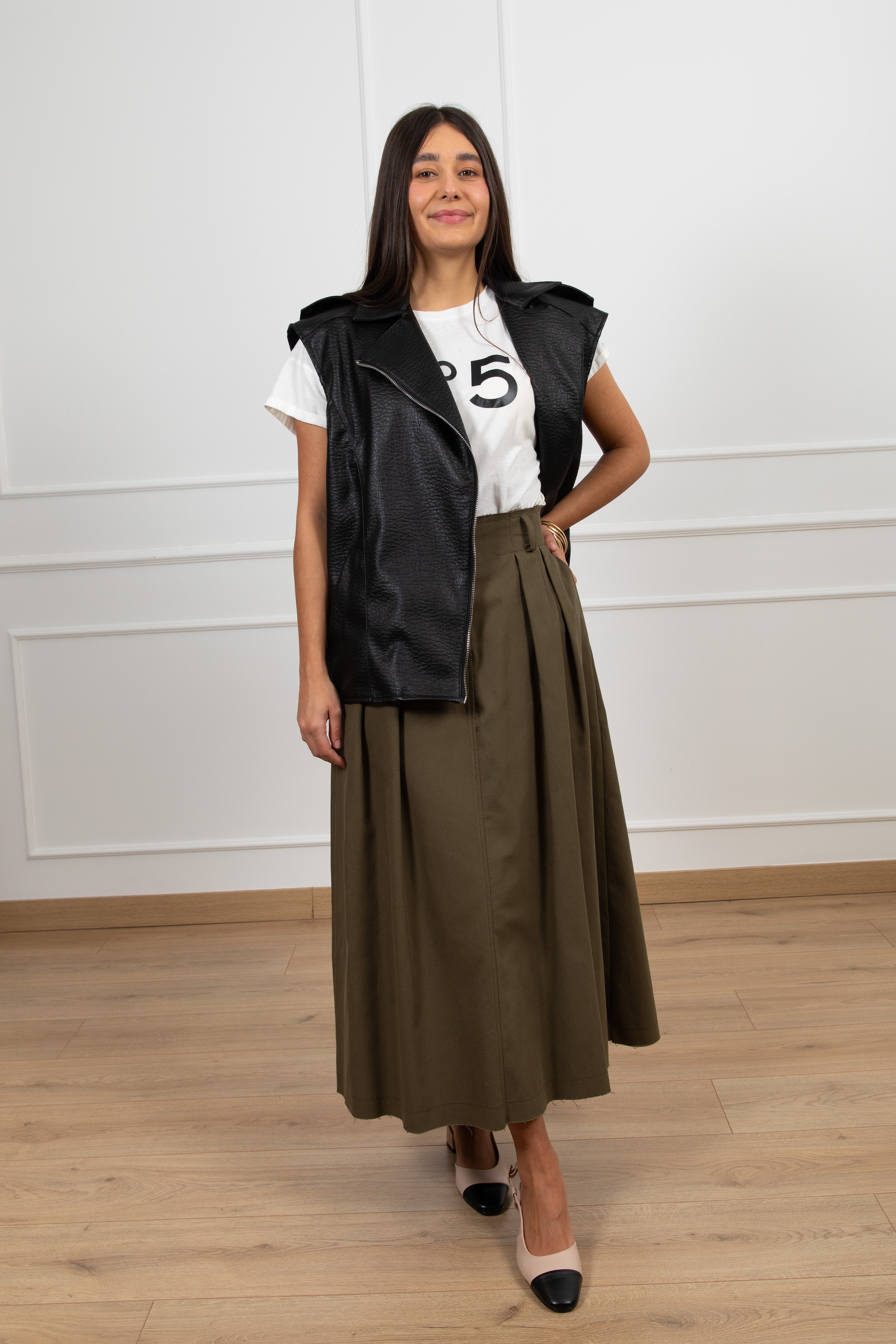 Gonna a pieghe in cotone ViCOLO