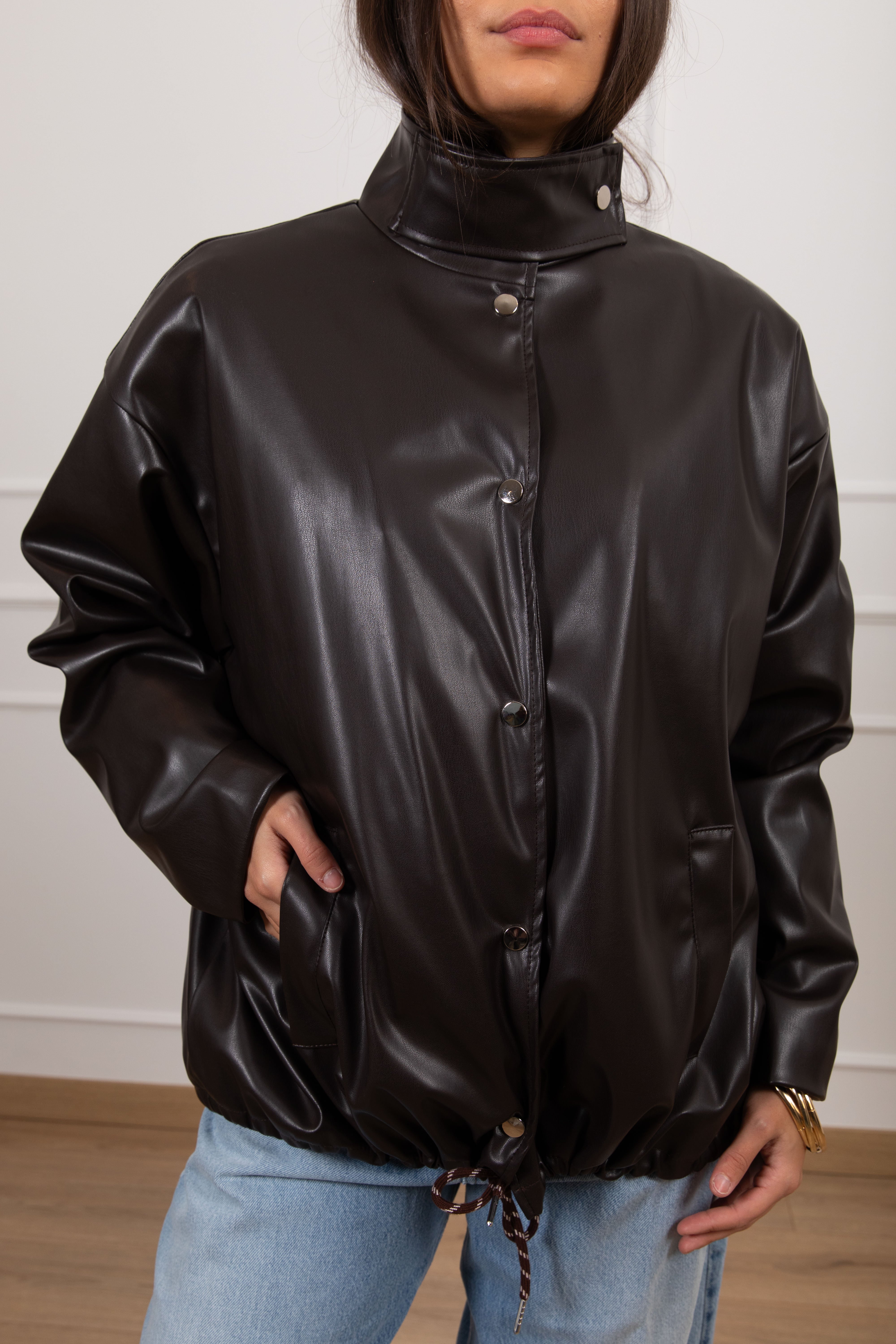 Giubbino in eco-pelle con coulisse Susy Mix