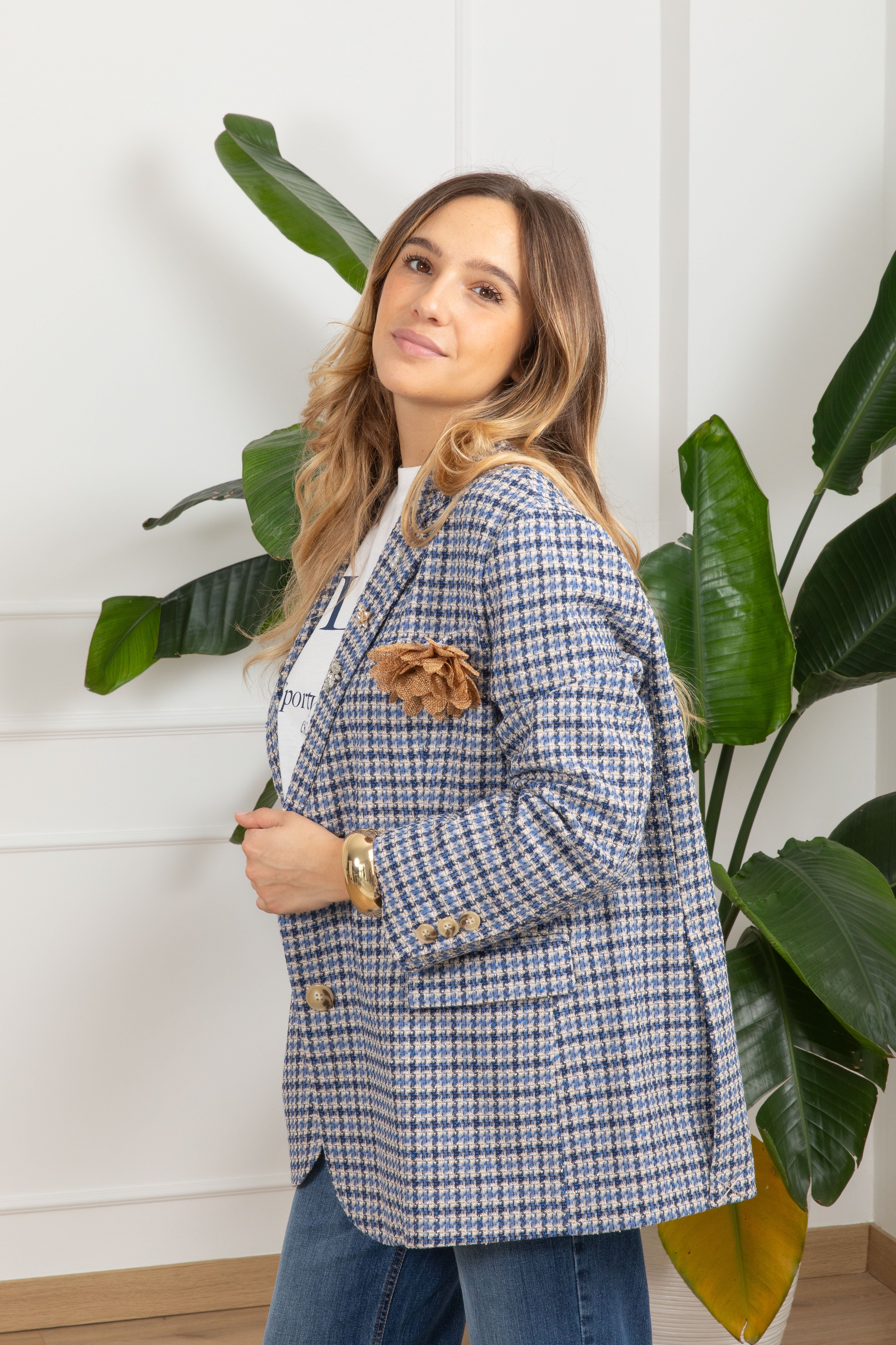 Giacca in tweed con spille Dixie