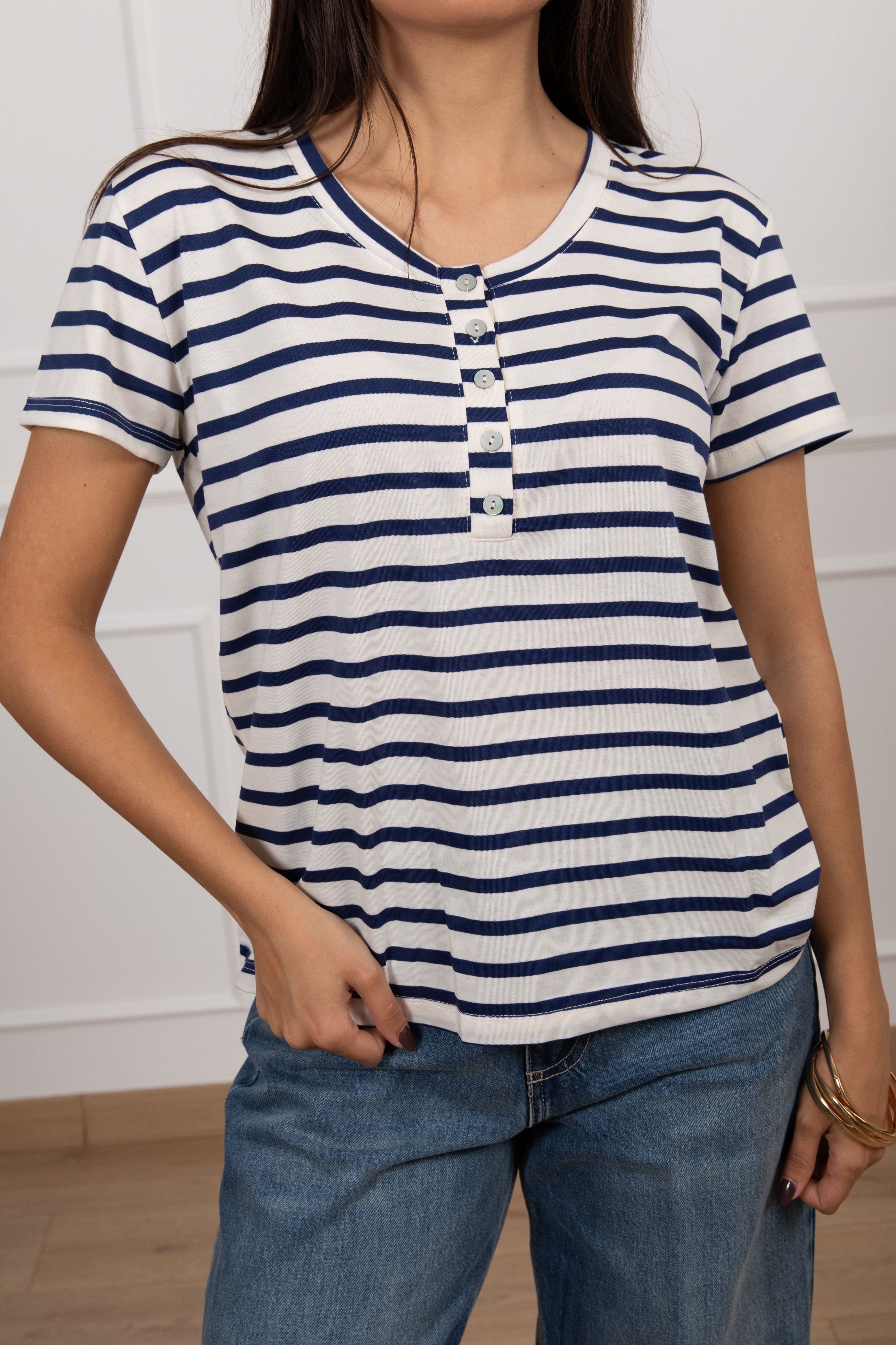 T-shirt serafino a righe Susy Mix