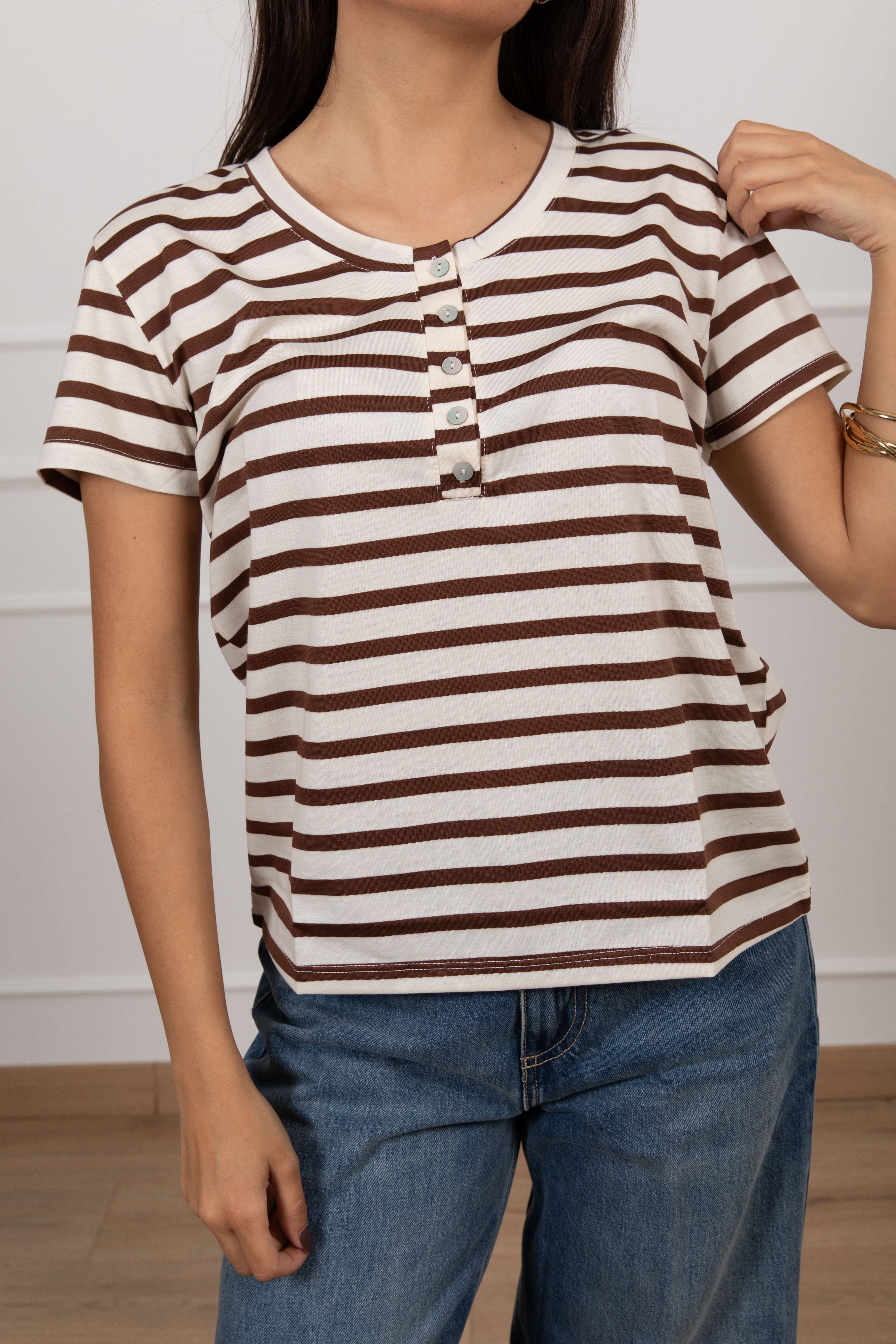 T-shirt serafino a righe Susy Mix