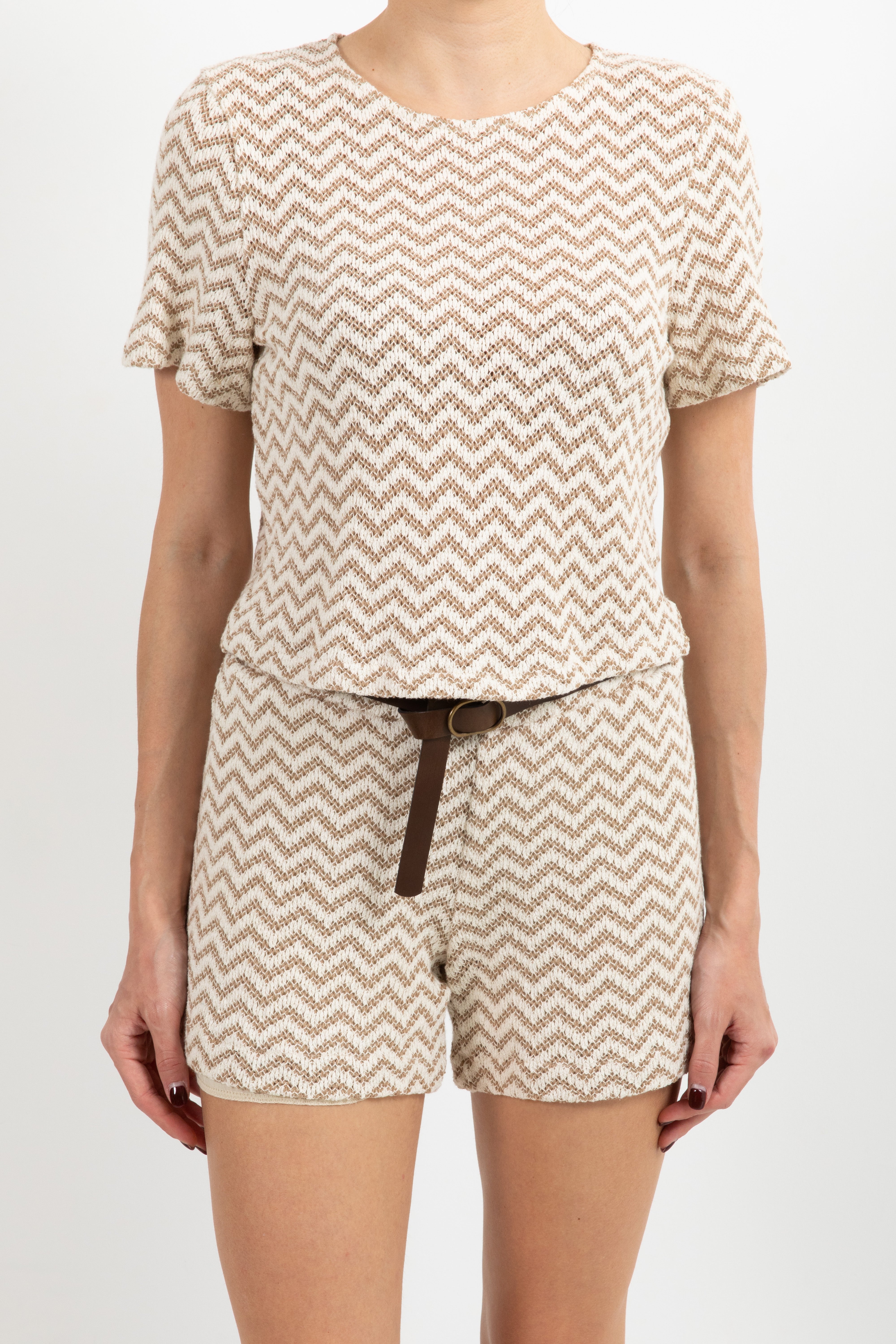 T-shirt cropped con motivo zig-zag Tensione IN