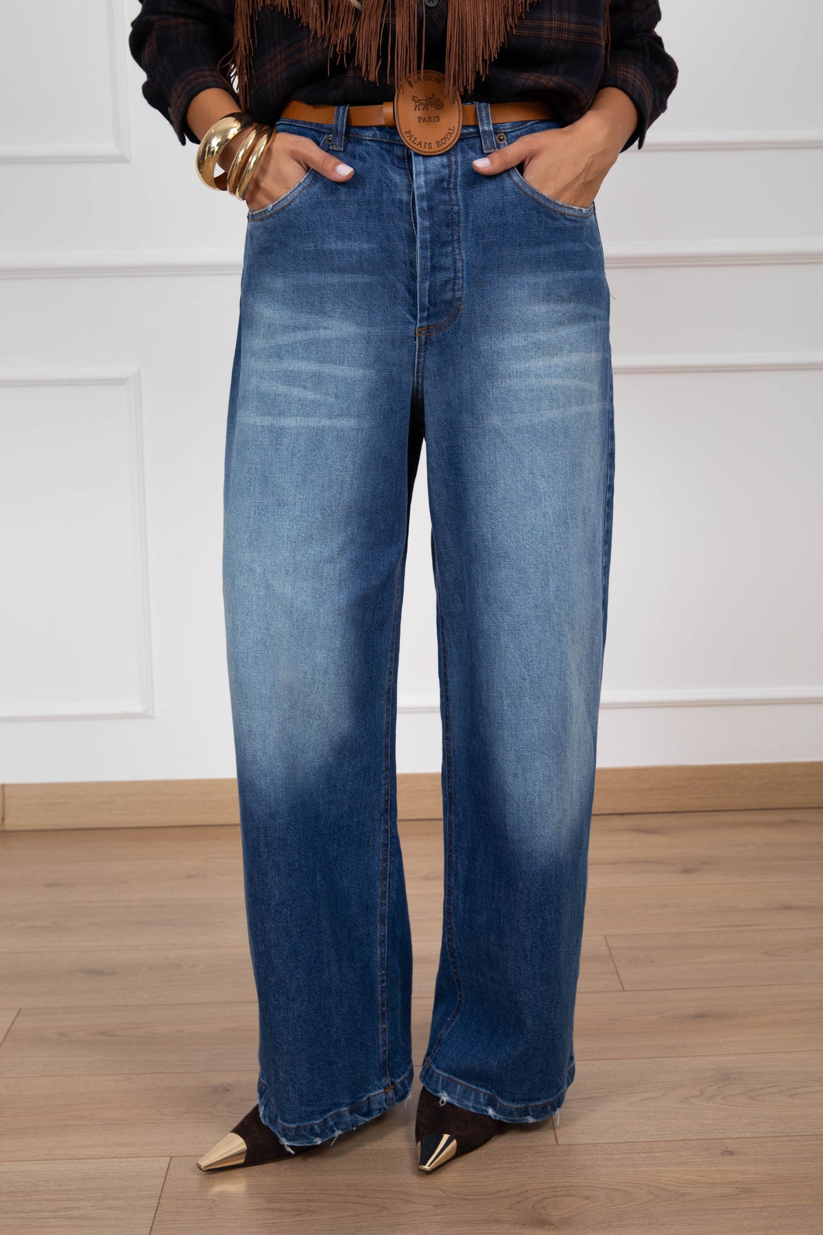 Jeans con cintura fibbia cuoio Tensione IN