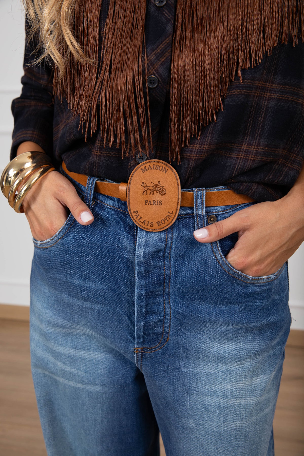 Jeans con cintura fibbia cuoio Tensione IN