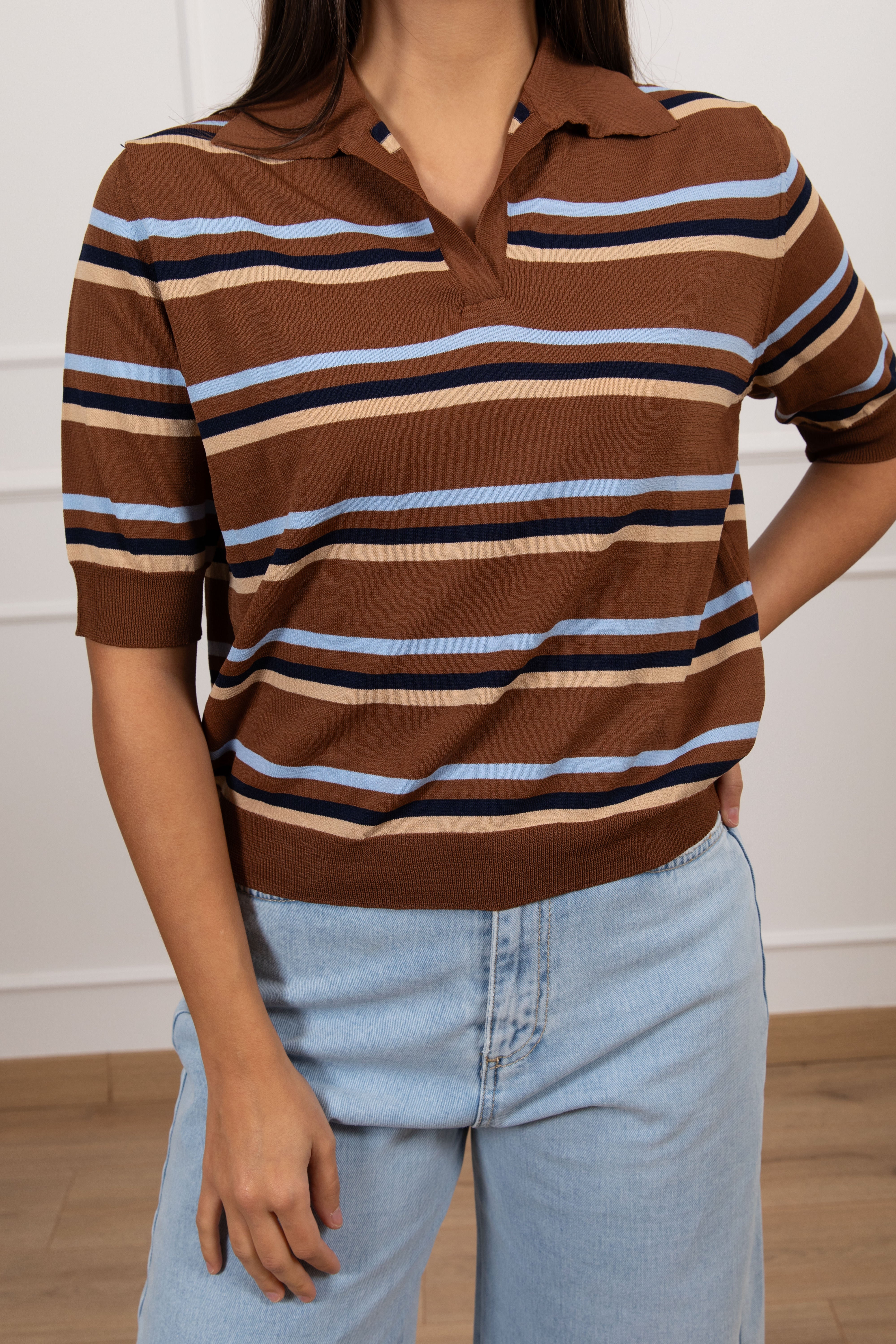 Polo a righe in maglia Tensione IN