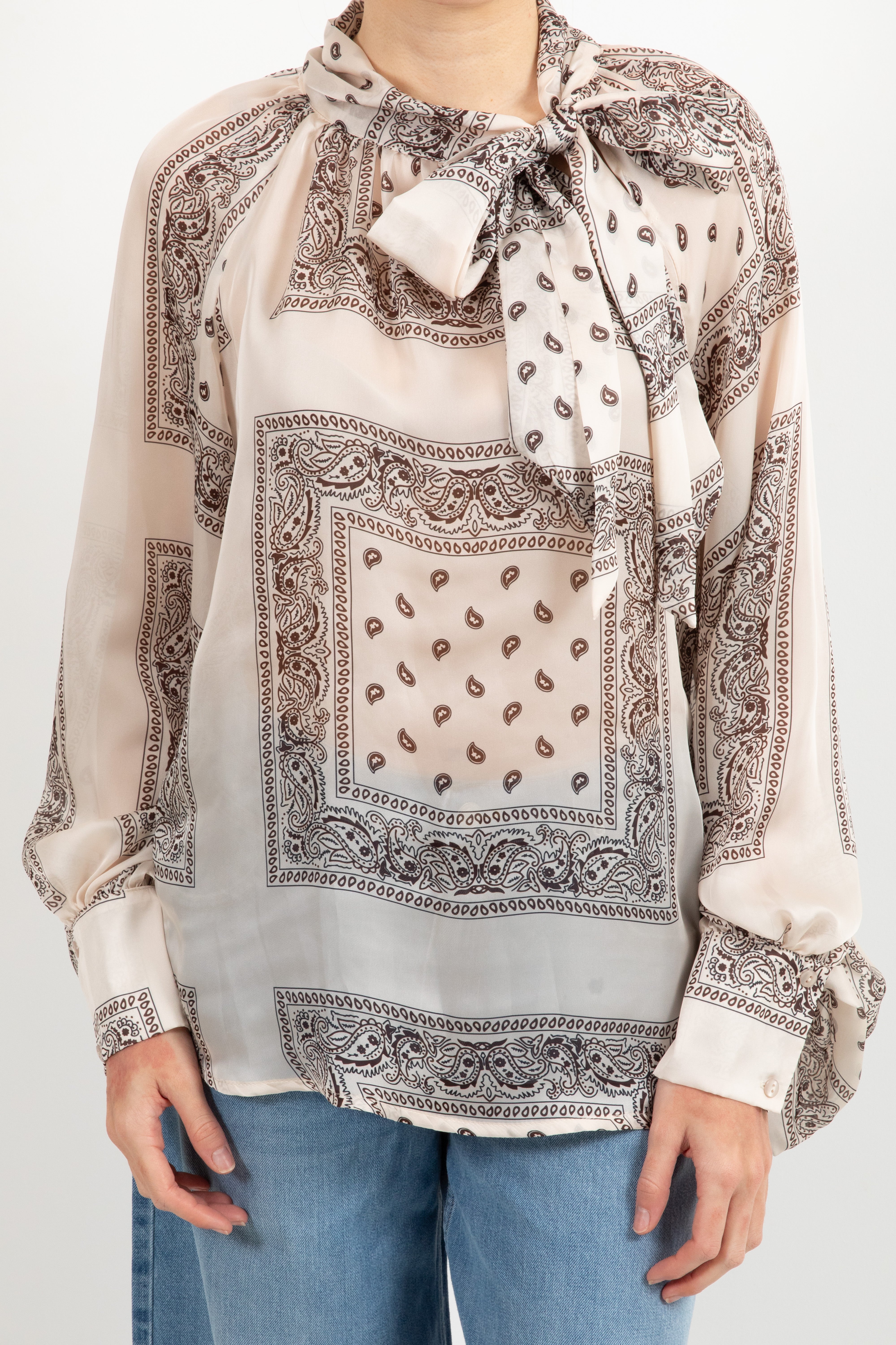 Blusa in viscosa con fiocco fantasia bandana Tensione IN