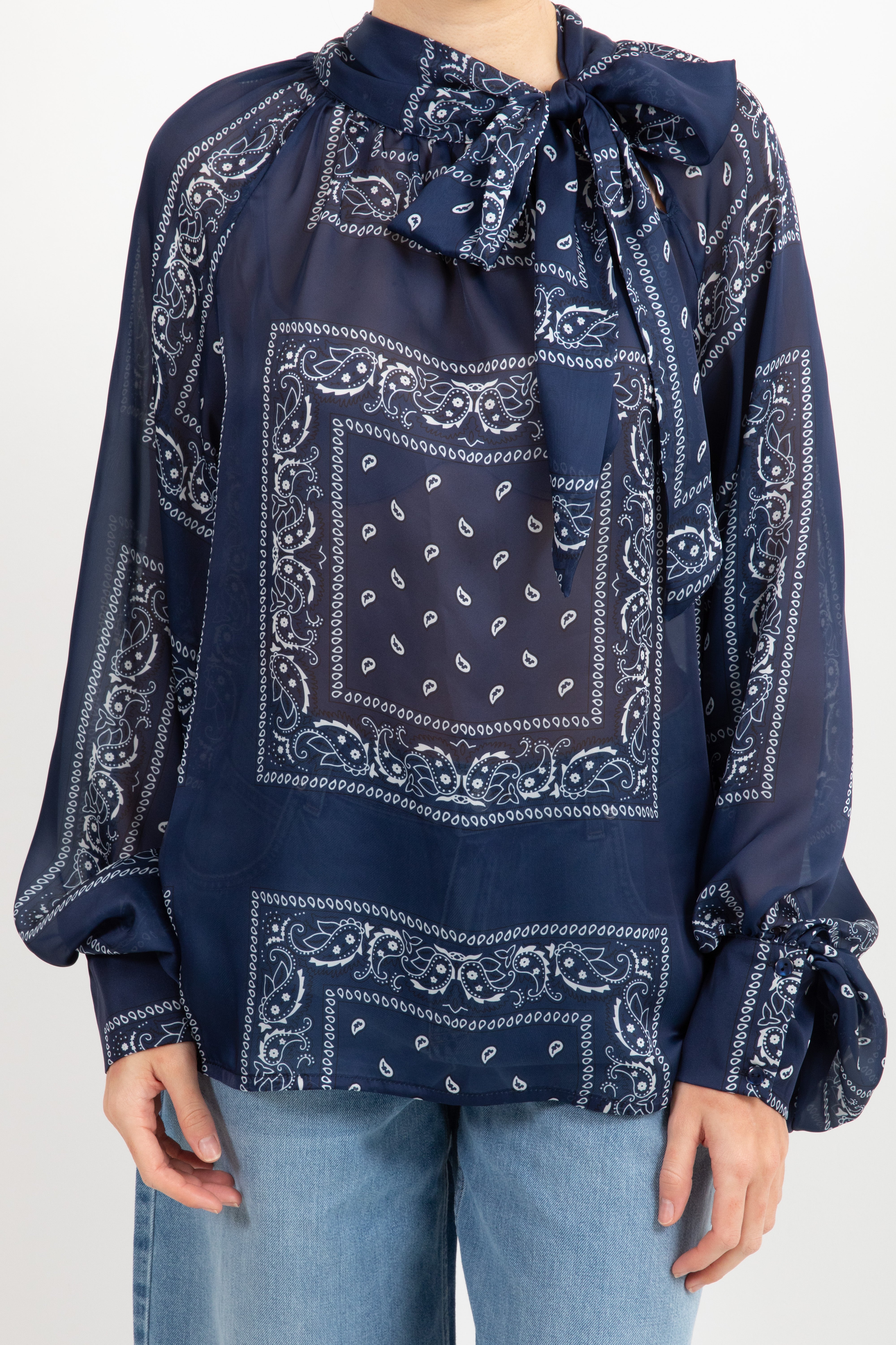 Blusa in viscosa con fiocco fantasia bandana Tensione IN