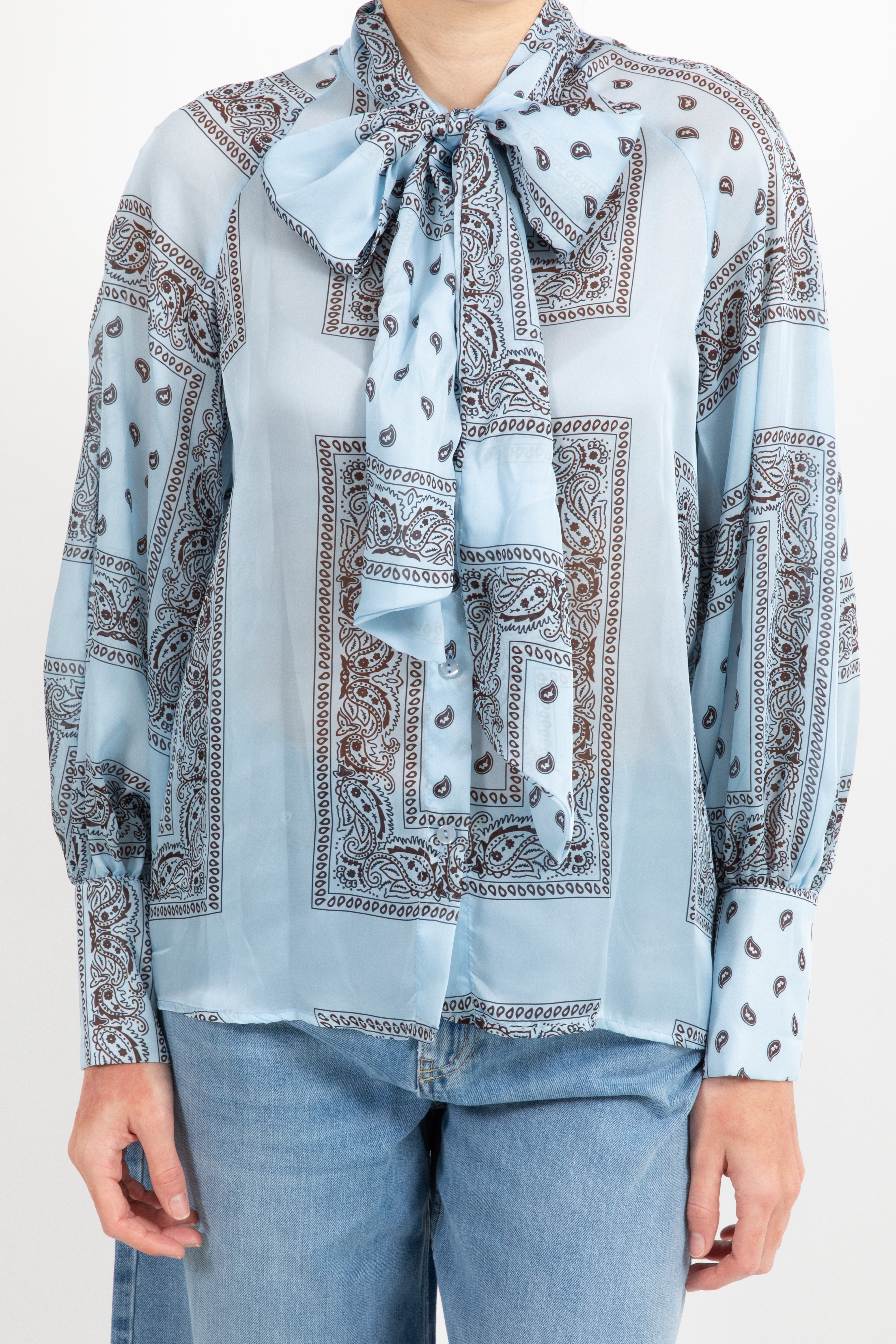 Camicia in viscosa con fiocco fantasia bandana Tensione IN