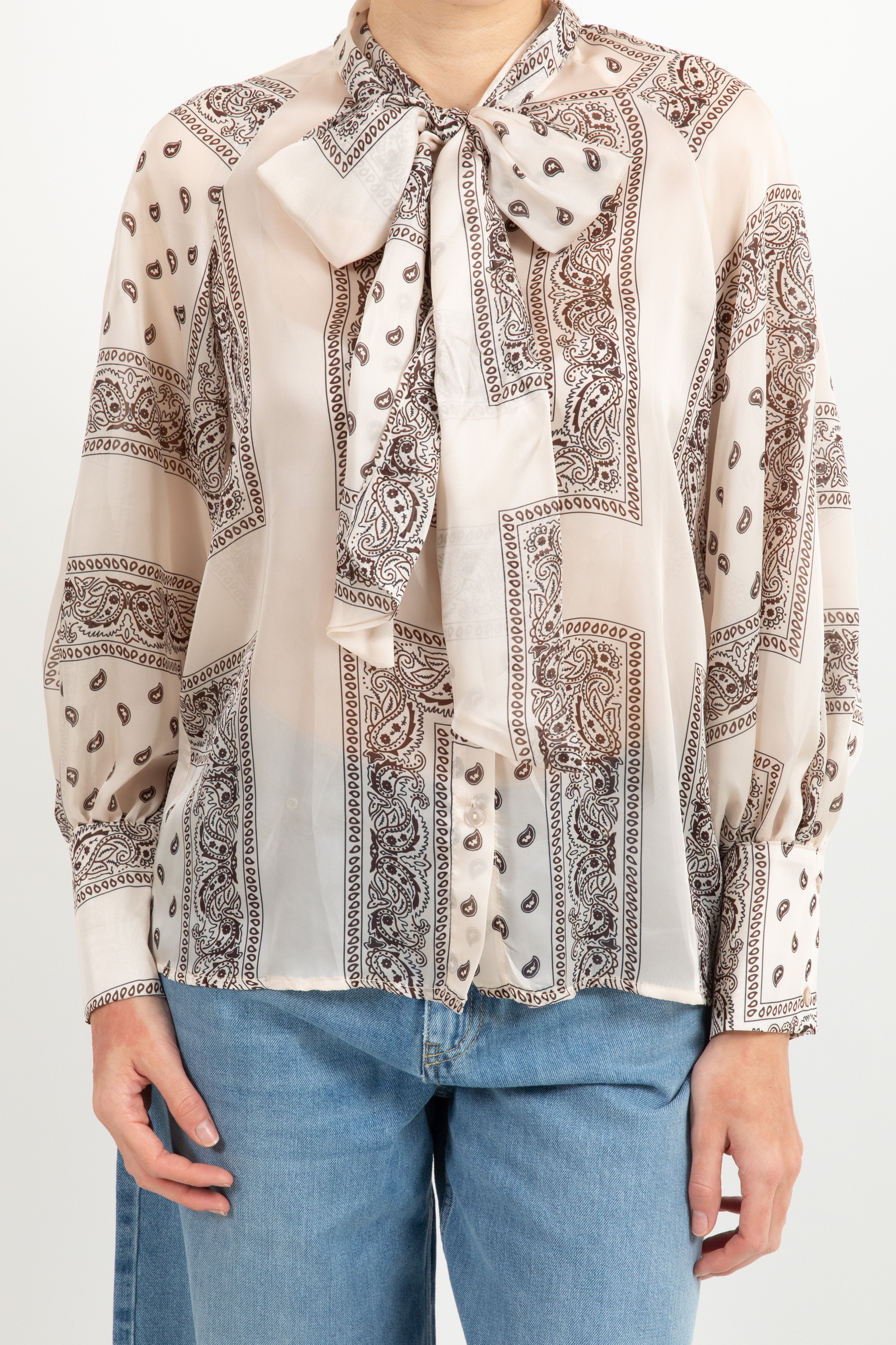 Camicia in viscosa con fiocco fantasia bandana Tensione IN
