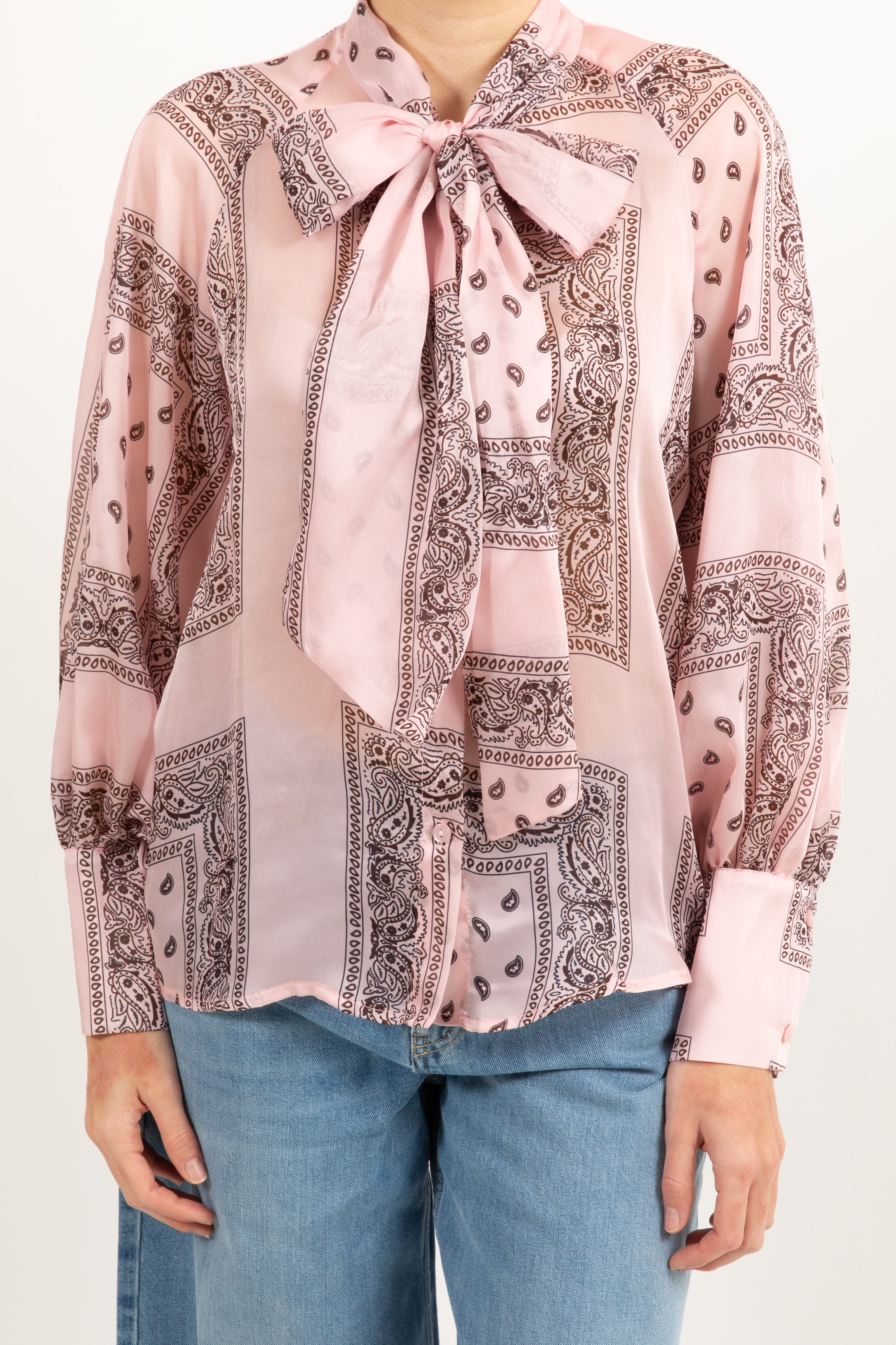 Camicia in viscosa con fiocco fantasia bandana Tensione IN