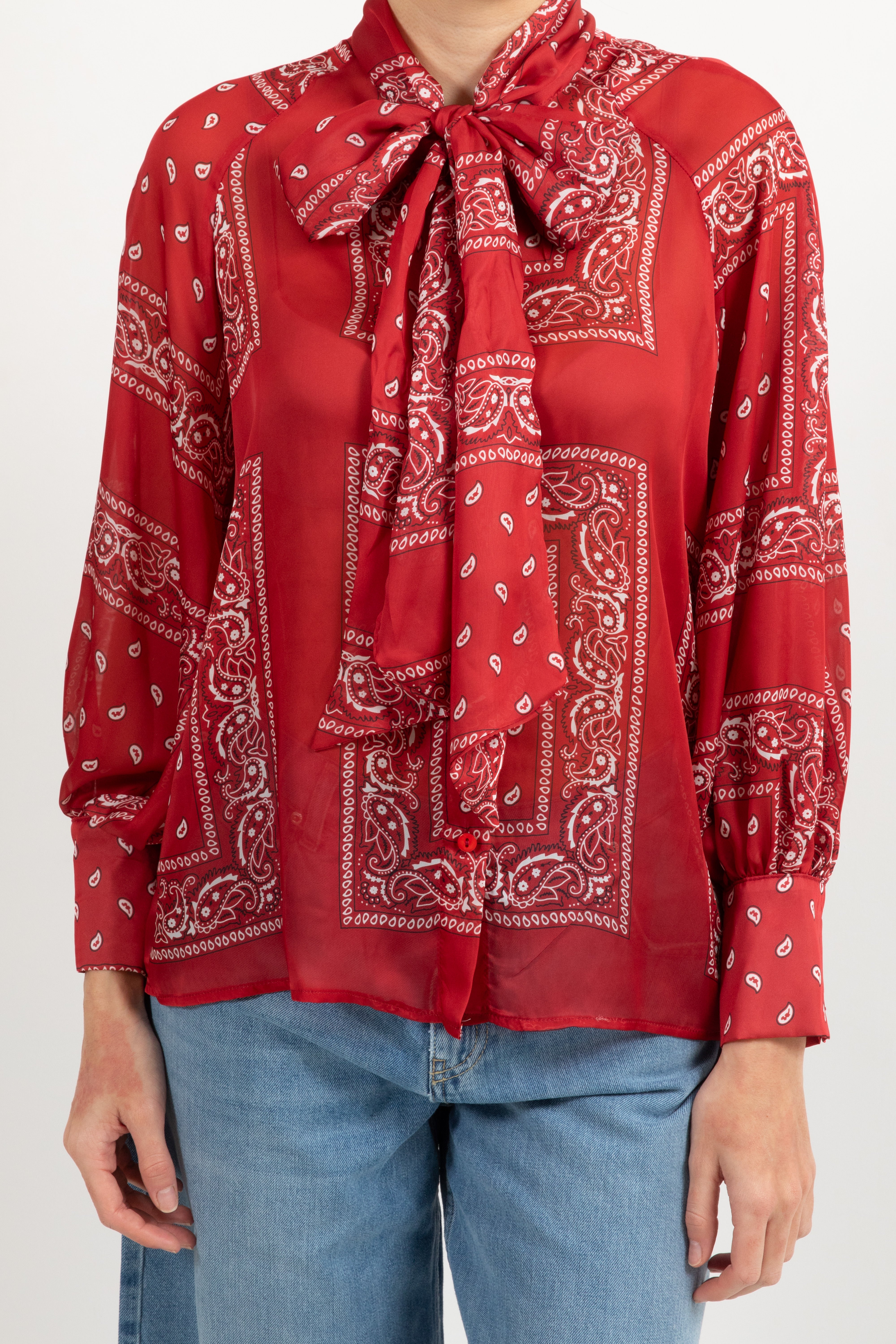 Camicia in viscosa con fiocco fantasia bandana Tensione IN