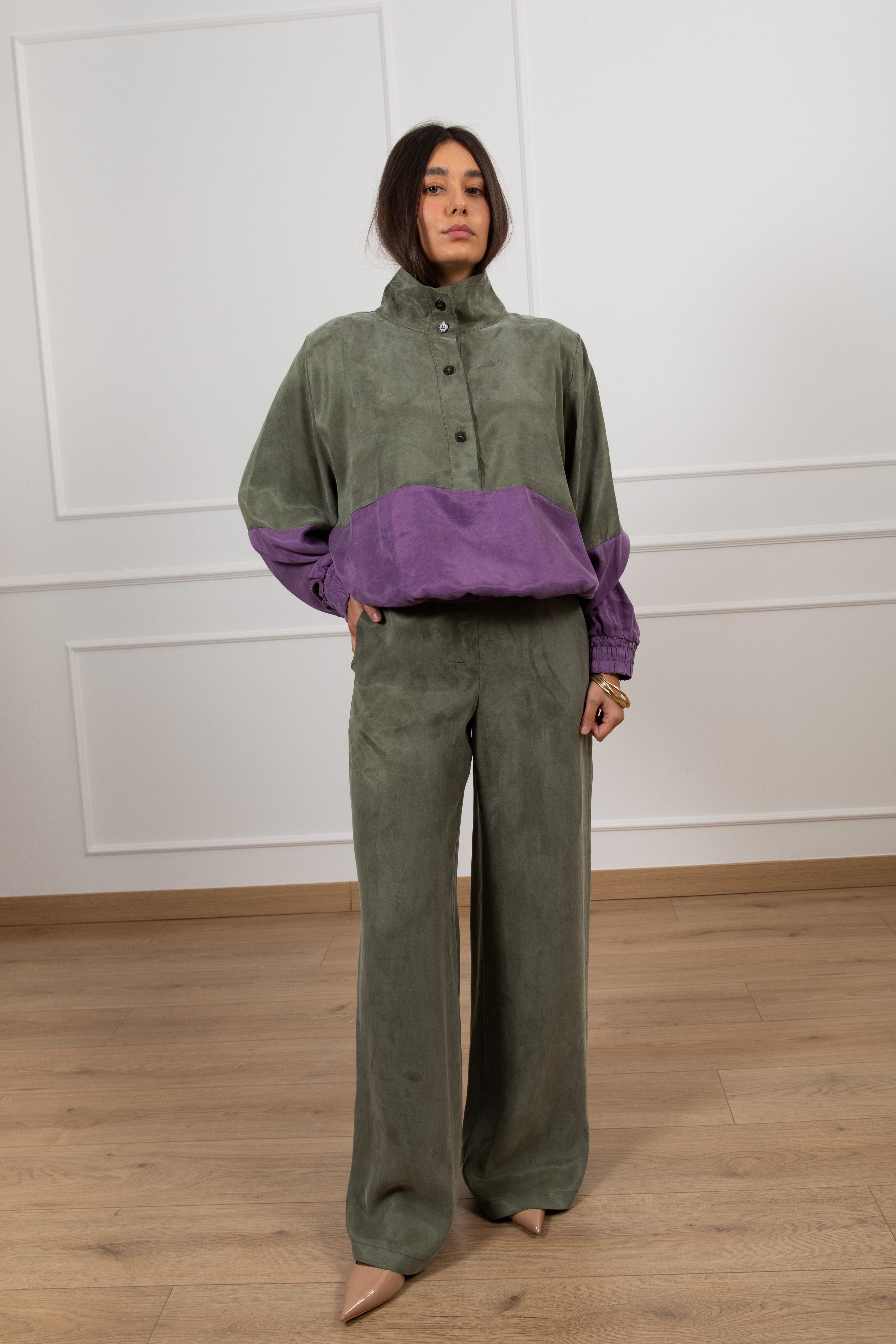 Pantalone gamba dritta in cupro Tensione IN