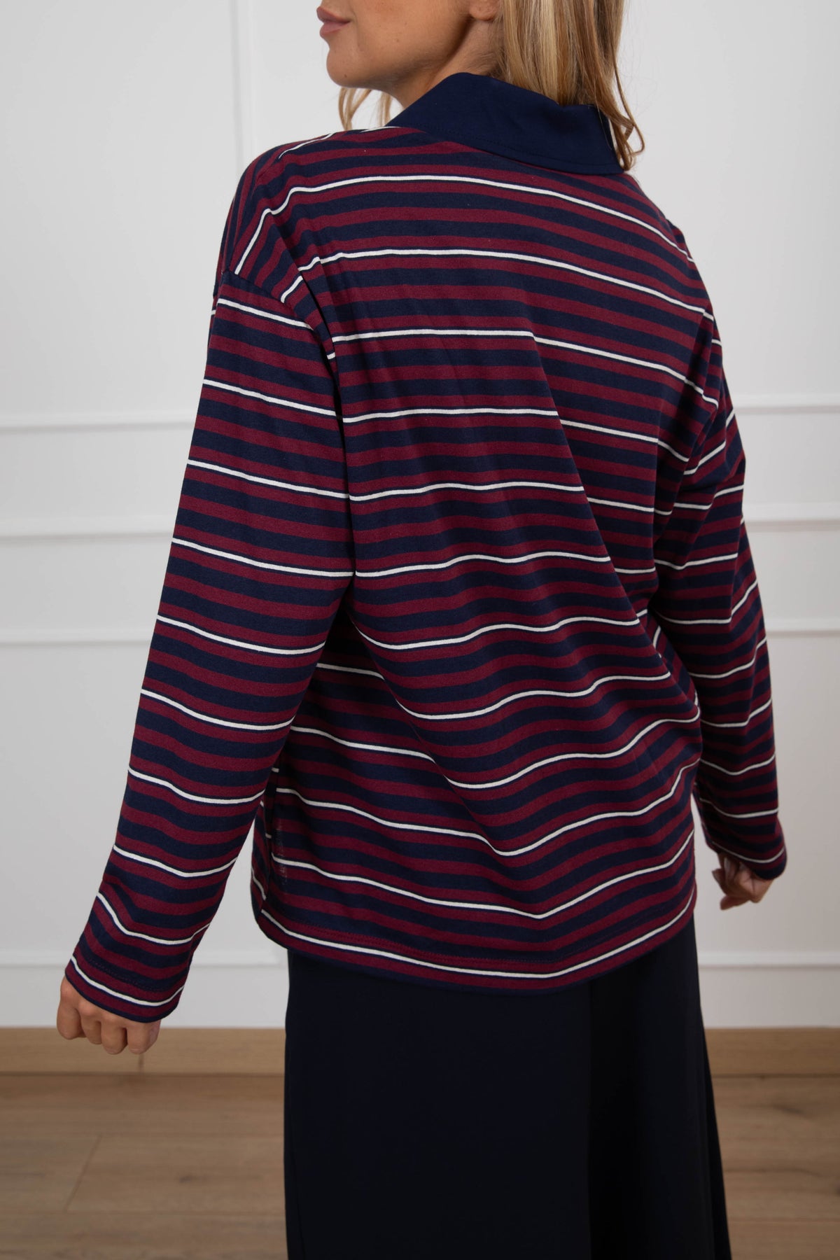 Polo a righe variante blu/bordeaux/panna Haveone