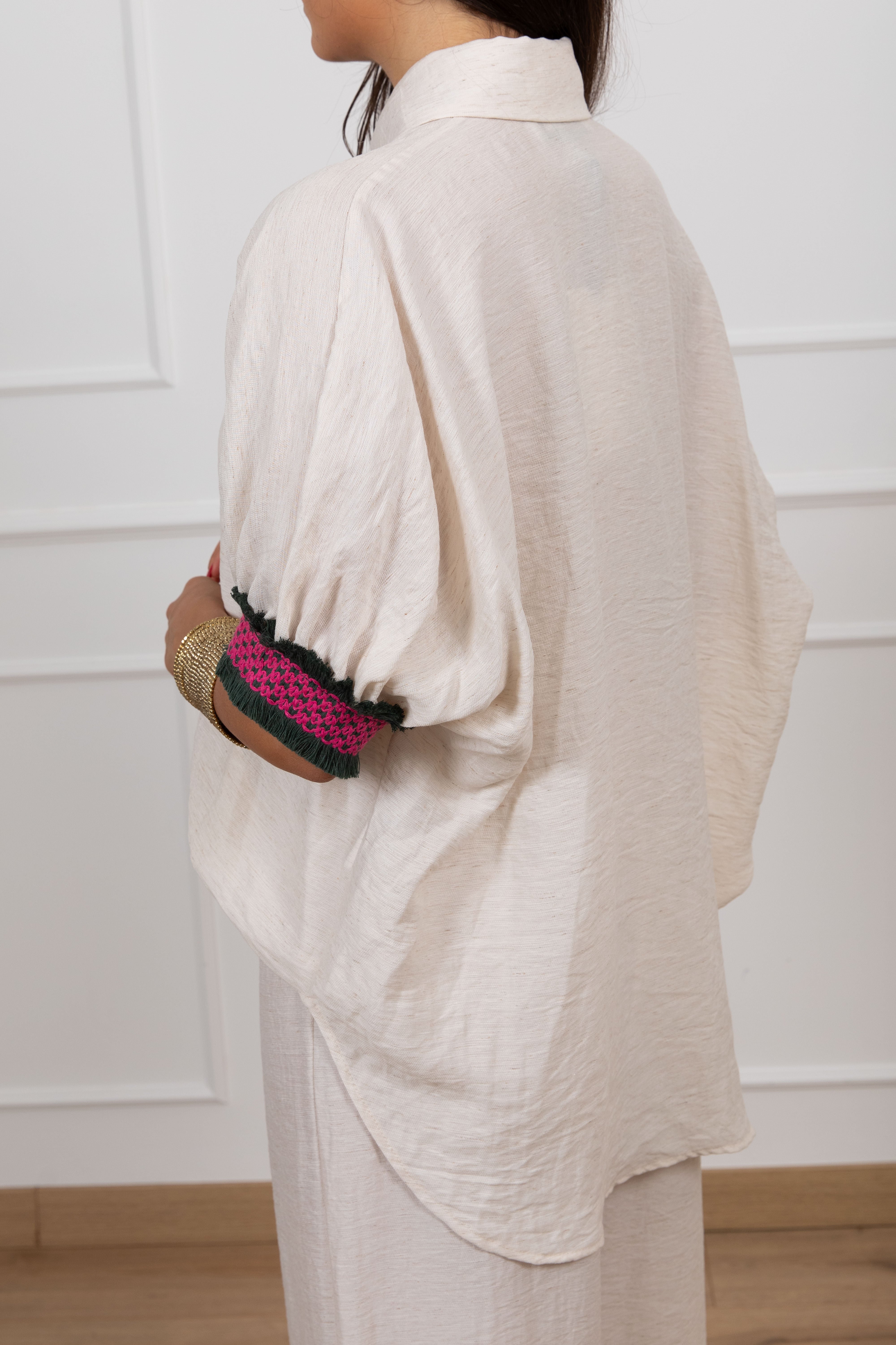 Camicia in lino con passamaneria Haveone