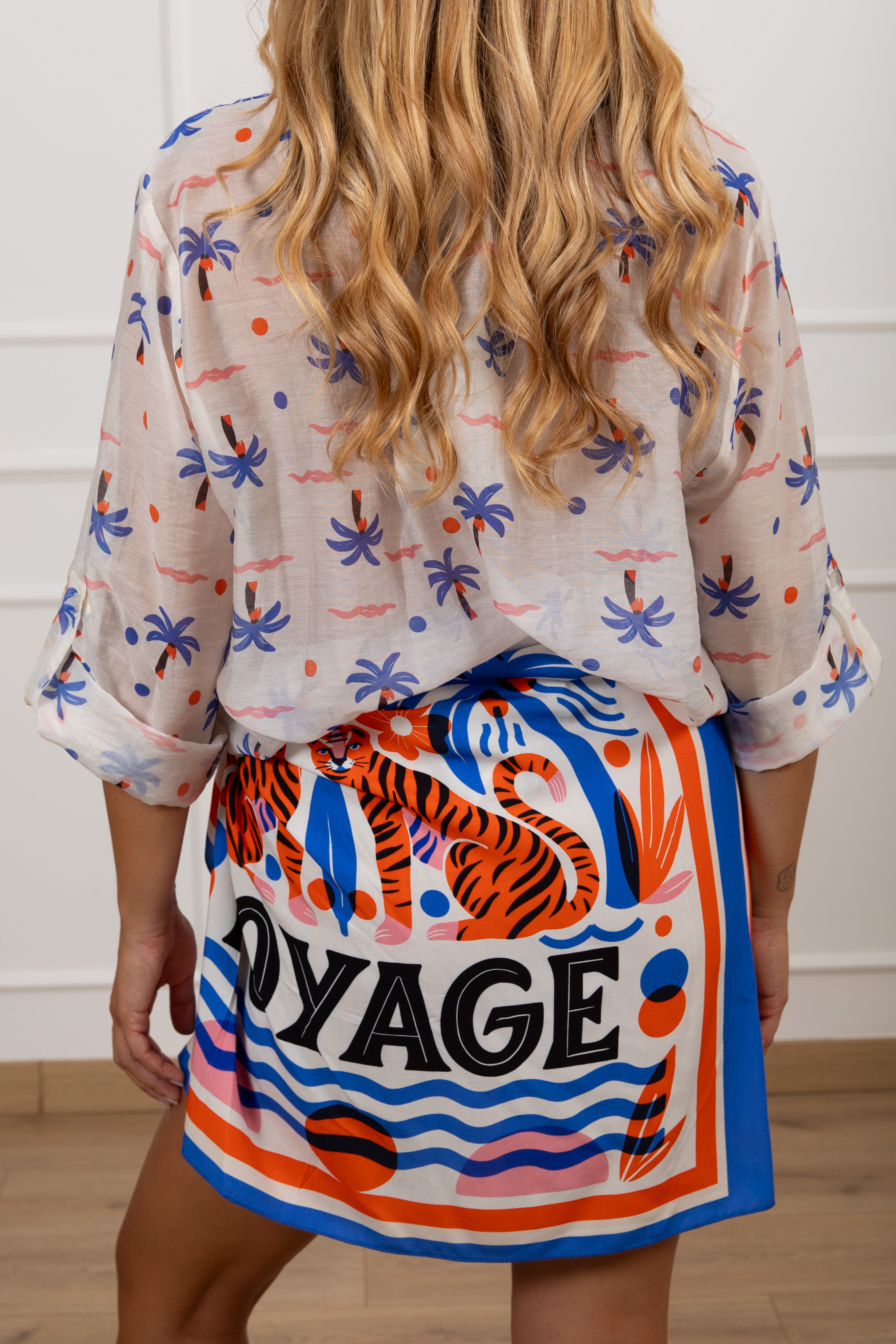Camicia fantasia palme bluette Haveone