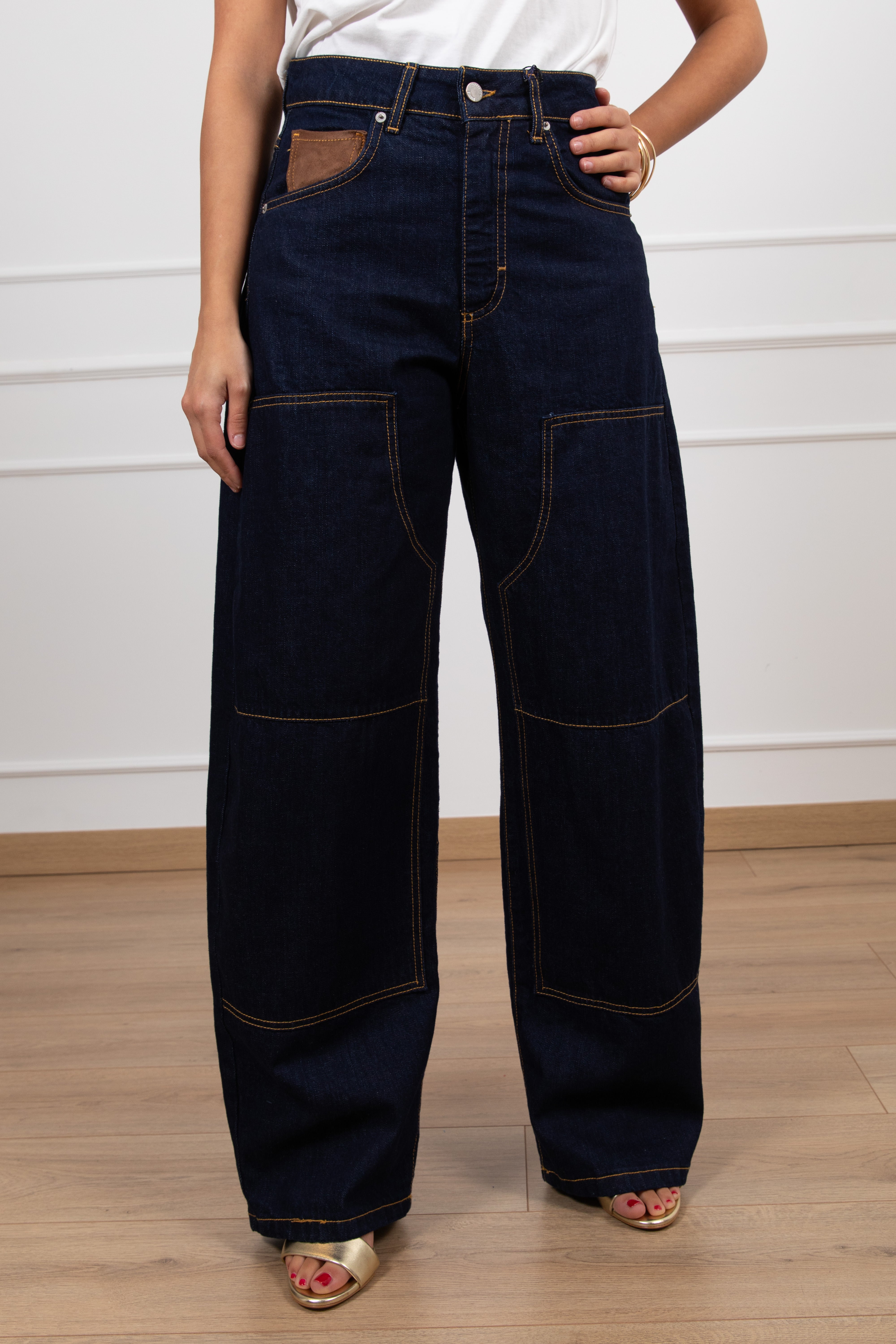 Jeans worker Ilary con tasche in eco-camoscio Tensione IN